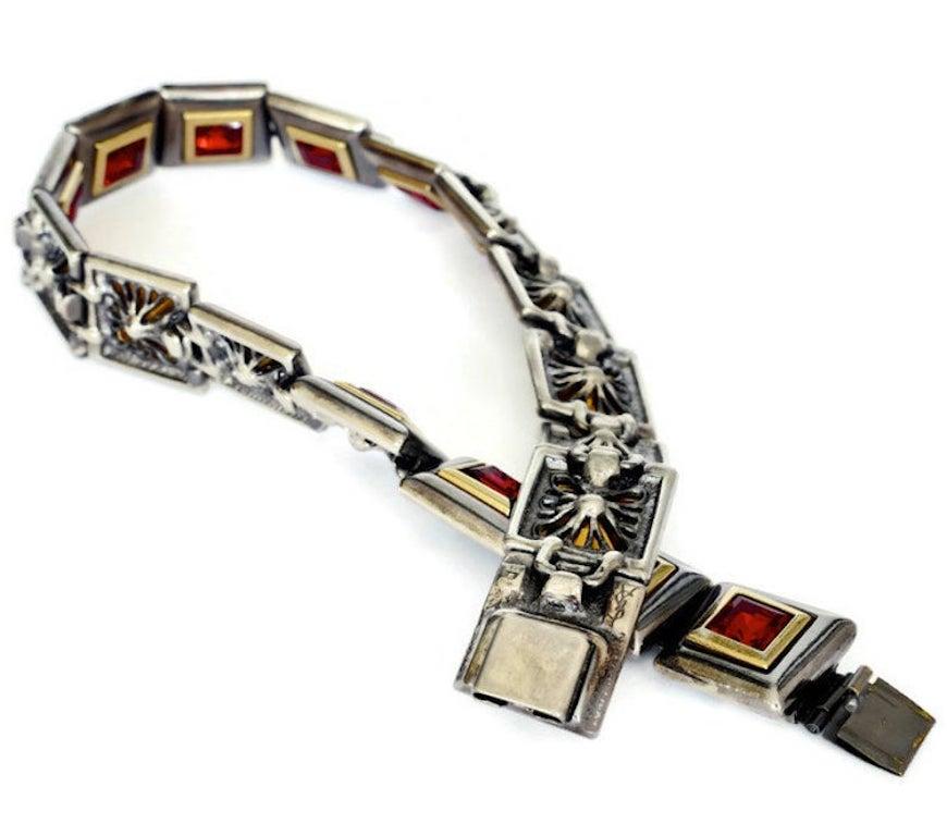 Vintage YVES SAINT LAURENT Ruby Square Necklace In Good Condition For Sale In Kingersheim, Alsace
