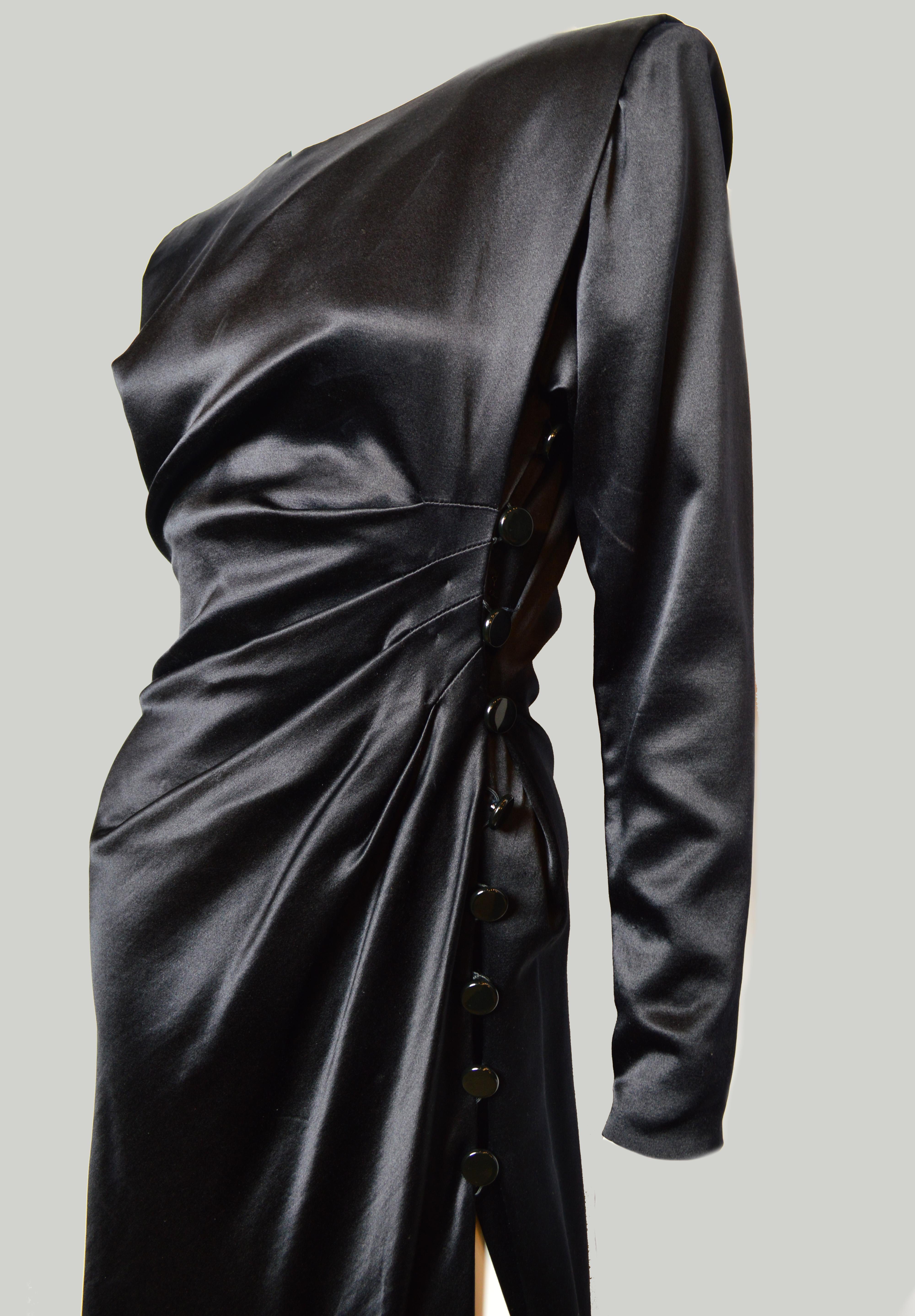 Women's or Men's Vintage Yves Saint Laurent Runway black maxi silk evening dress, FW 1987-1988 For Sale