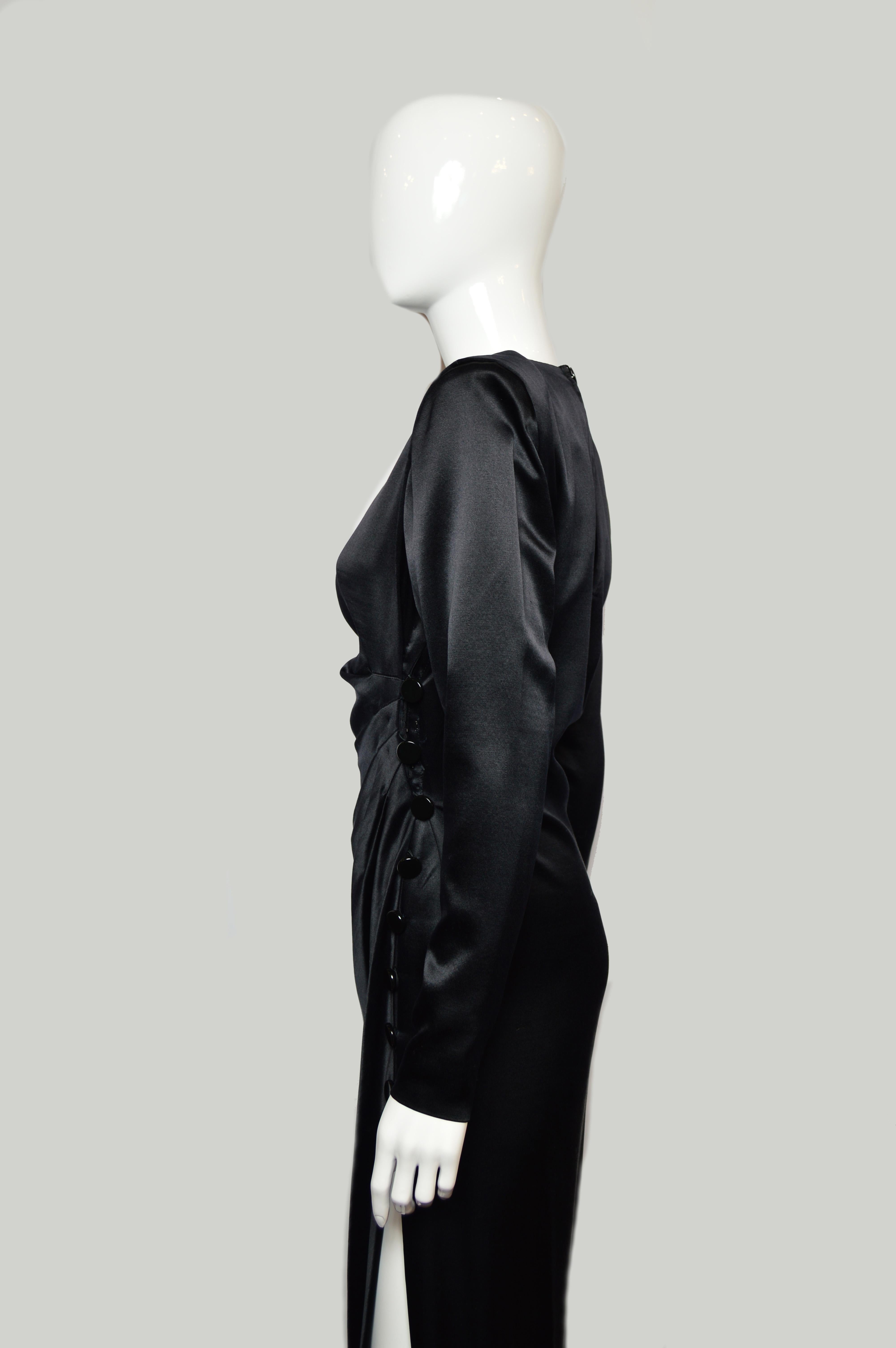 Vintage Yves Saint Laurent Runway black maxi silk evening dress, FW 1987-1988 For Sale 1