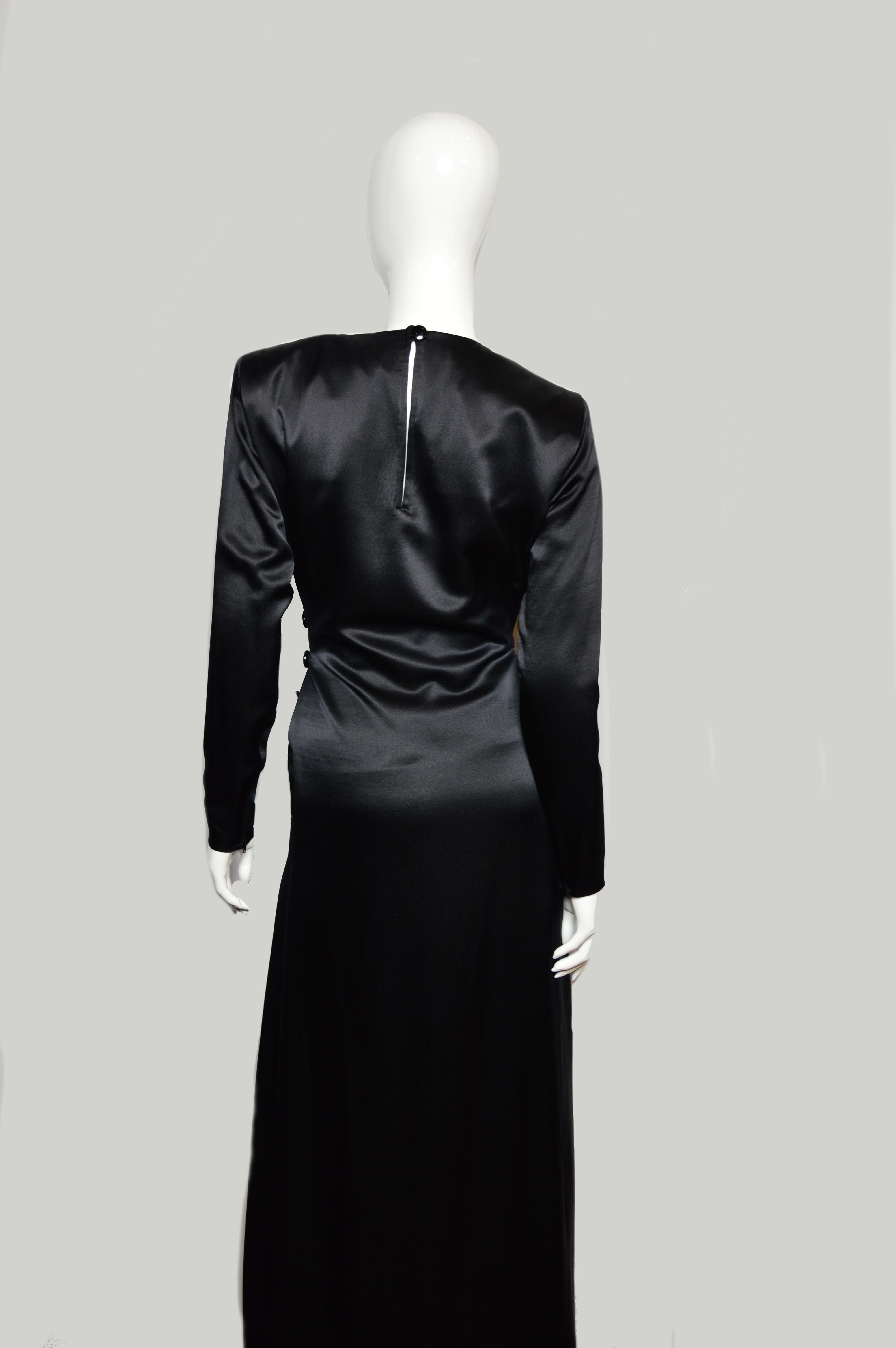 Vintage Yves Saint Laurent Runway black maxi silk evening dress, FW 1987-1988 For Sale 2