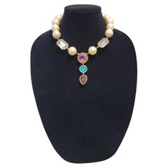 Vintage Yves Saint Laurent Runway Statement Drop Necklace