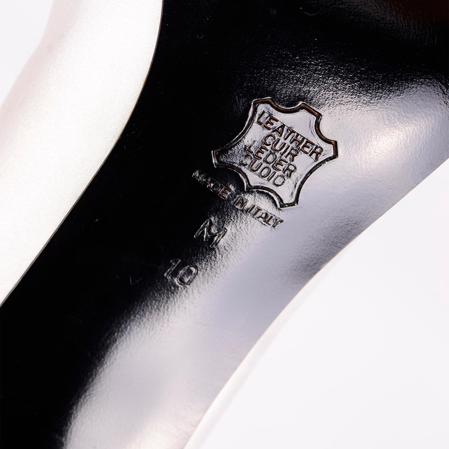Women's Vintage Yves Saint Laurent Shoes YSL White Satin Pumps W 4