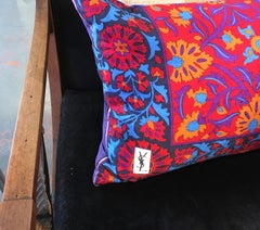 Vintage Yves Saint Laurent Silk and Velvet Pillow