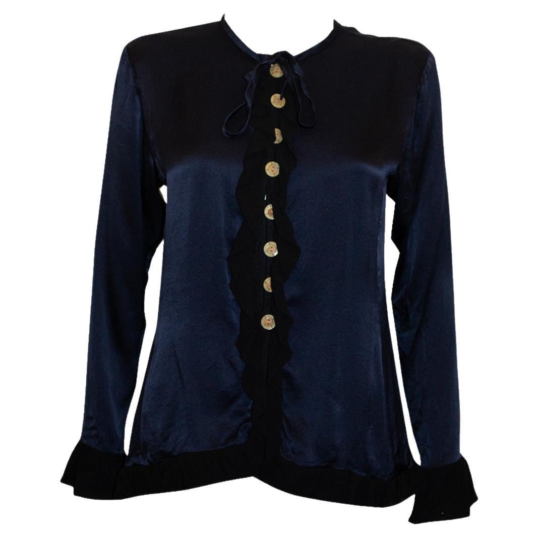 Vintage Yves Saint Laurent Silk Blouse with Frill Detail