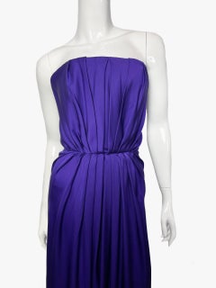 Vintage Yves Saint Laurent Silk Violet Bustier Dress, 1980s