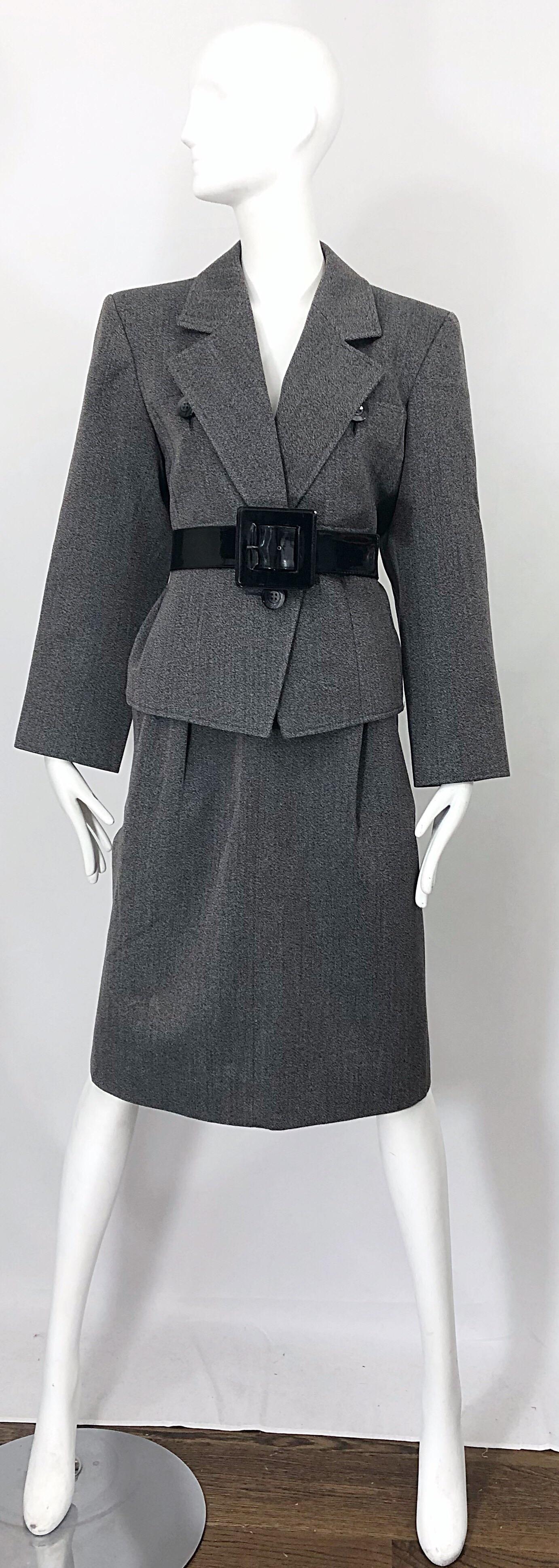 belted wool skirt suits