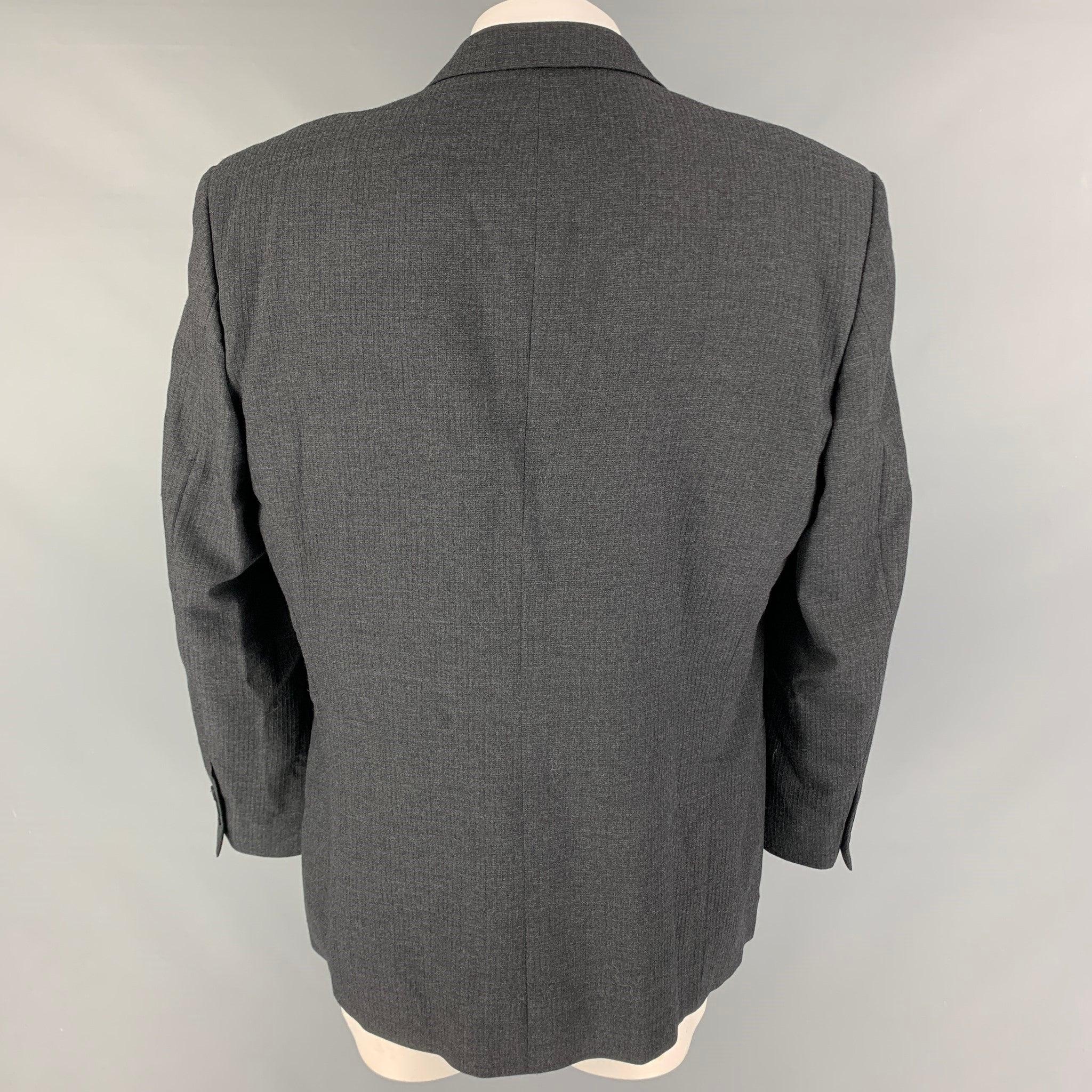 Vintage YVES SAINT LAURENT Size 46 Regular Dark Gray Textured Wool Sport Coat In Good Condition For Sale In San Francisco, CA