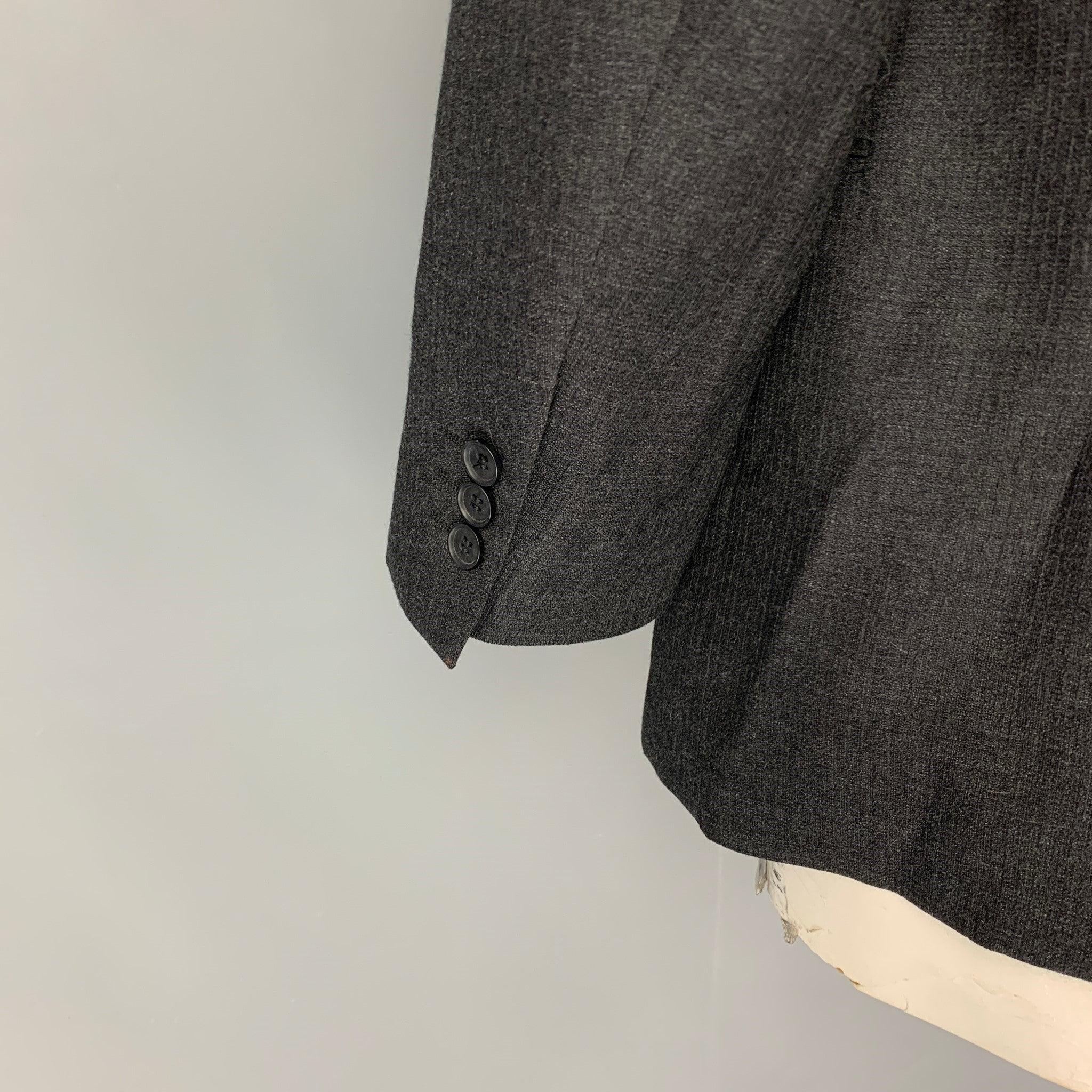 Men's Vintage YVES SAINT LAURENT Size 46 Regular Dark Gray Textured Wool Sport Coat For Sale