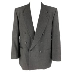 Vintage YVES SAINT LAURENT Größe 46 Regular Dunkelgrauer Sportmantel aus strukturierter Wolle, Vintage