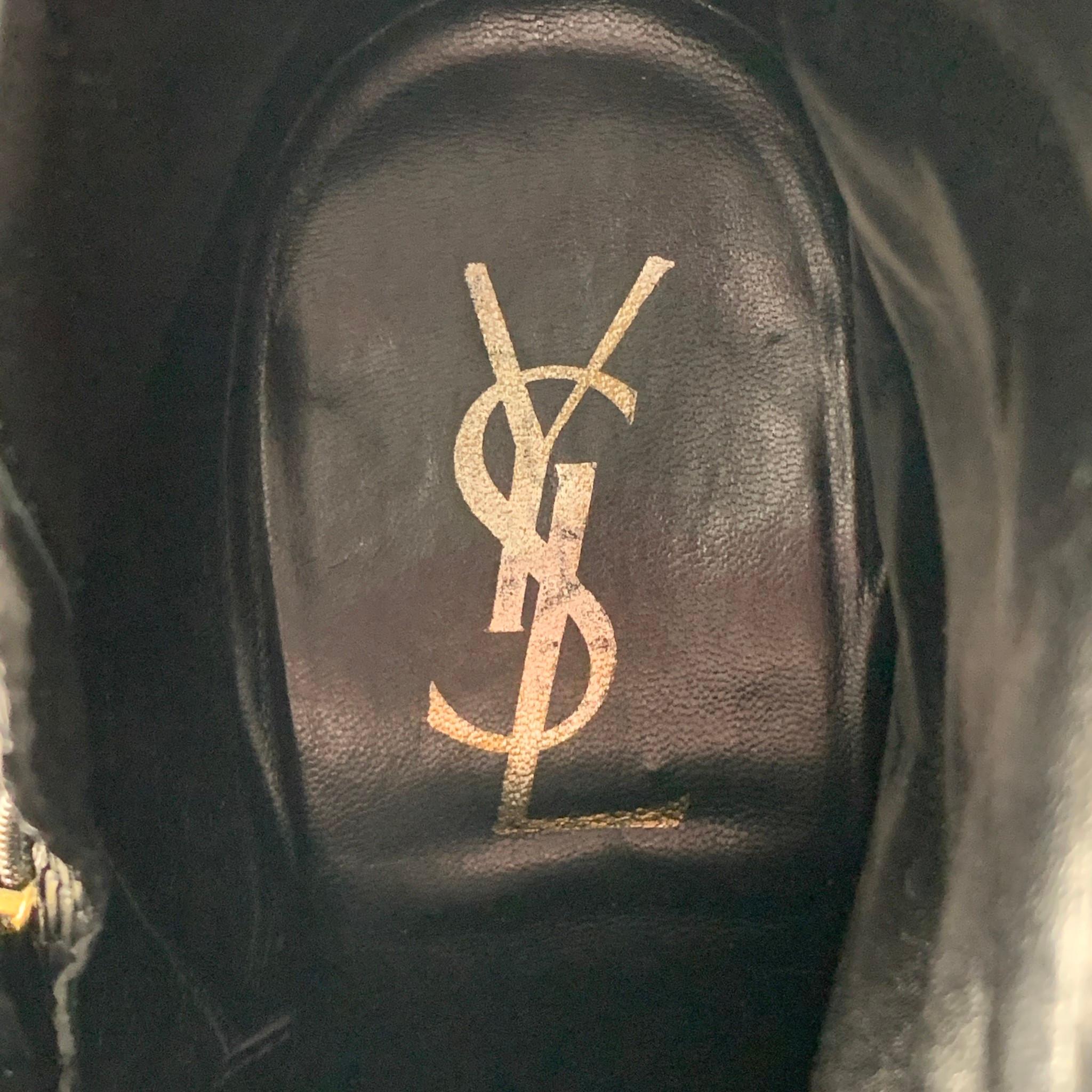 Vintage YVES SAINT LAURENT Size 8 Black Textured Leather Side Zipper Johnny Boot In Good Condition In San Francisco, CA