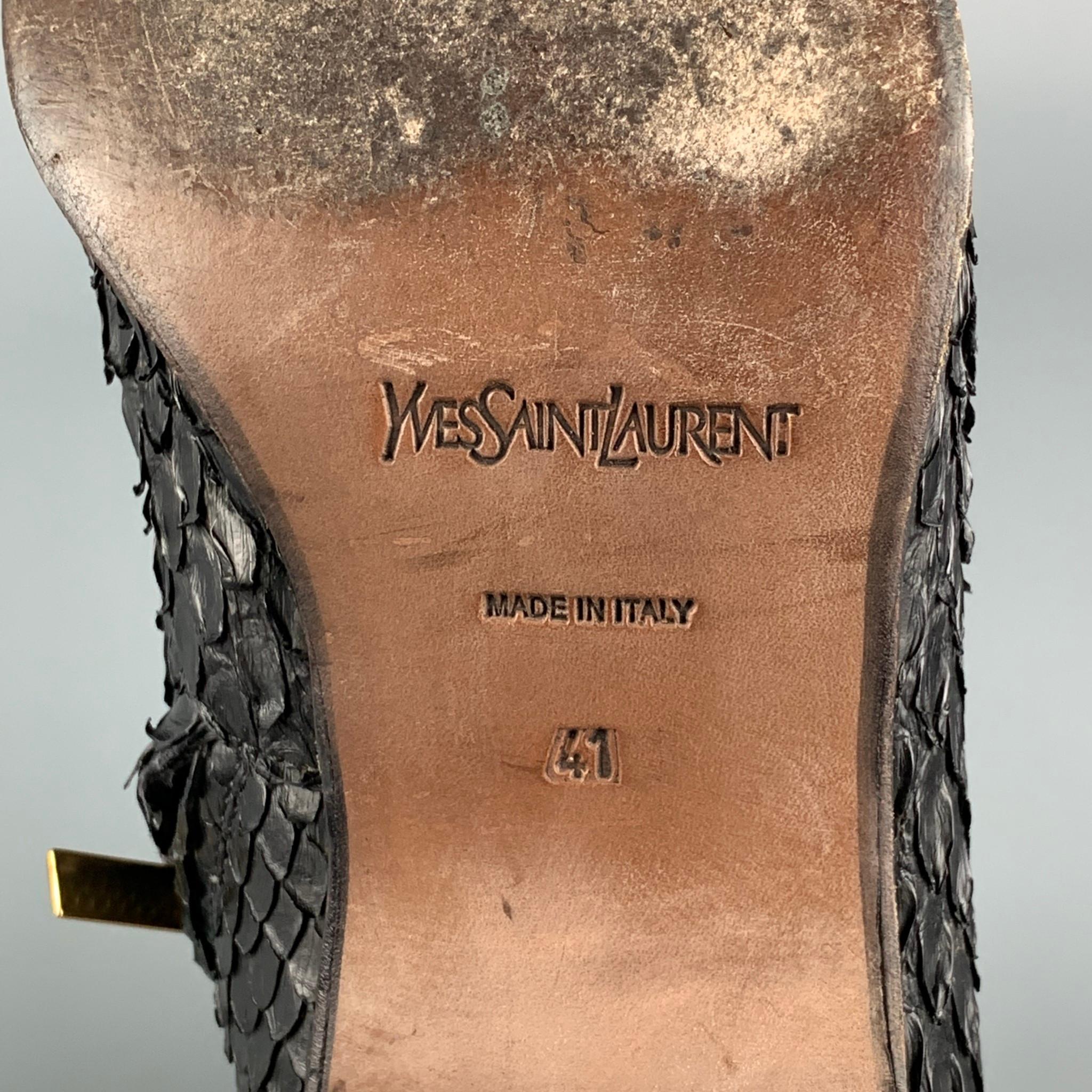 Men's Vintage YVES SAINT LAURENT Size 8 Black Textured Leather Side Zipper Johnny Boot