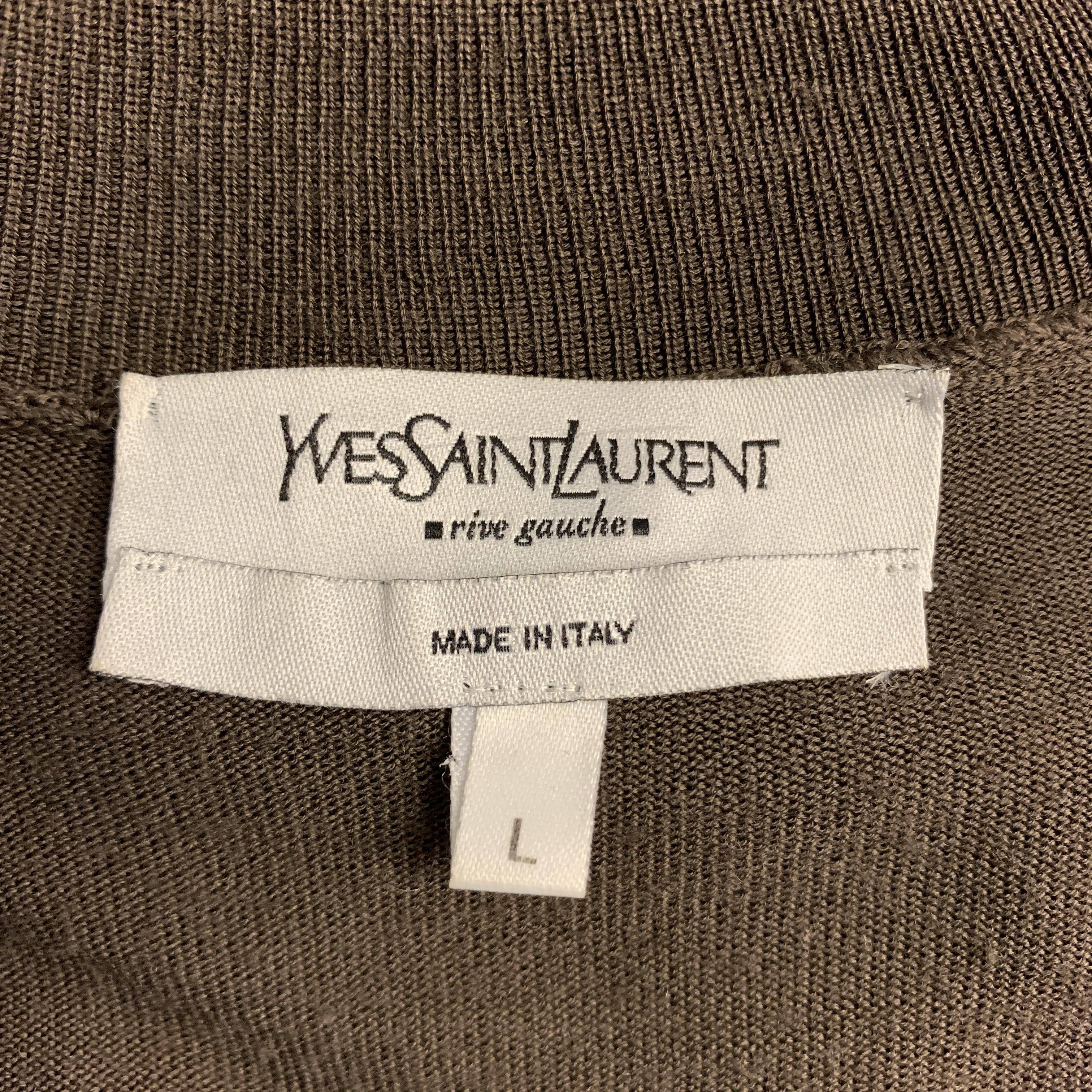 Vintage YVES SAINT LAURENT Size L Brown Merino Wool ...