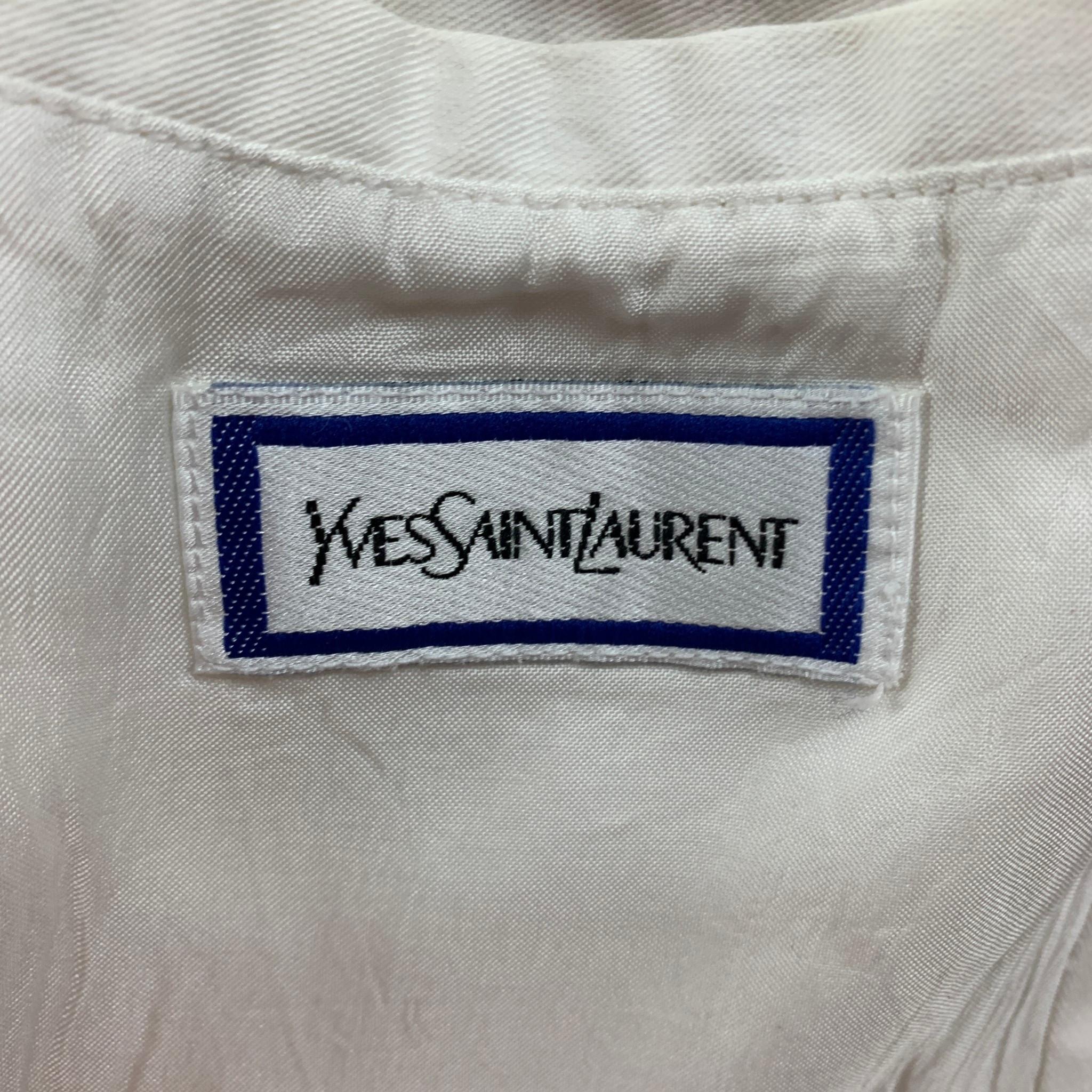Men's Vintage YVES SAINT LAURENT Size M White Cotton Zip Up Jacket