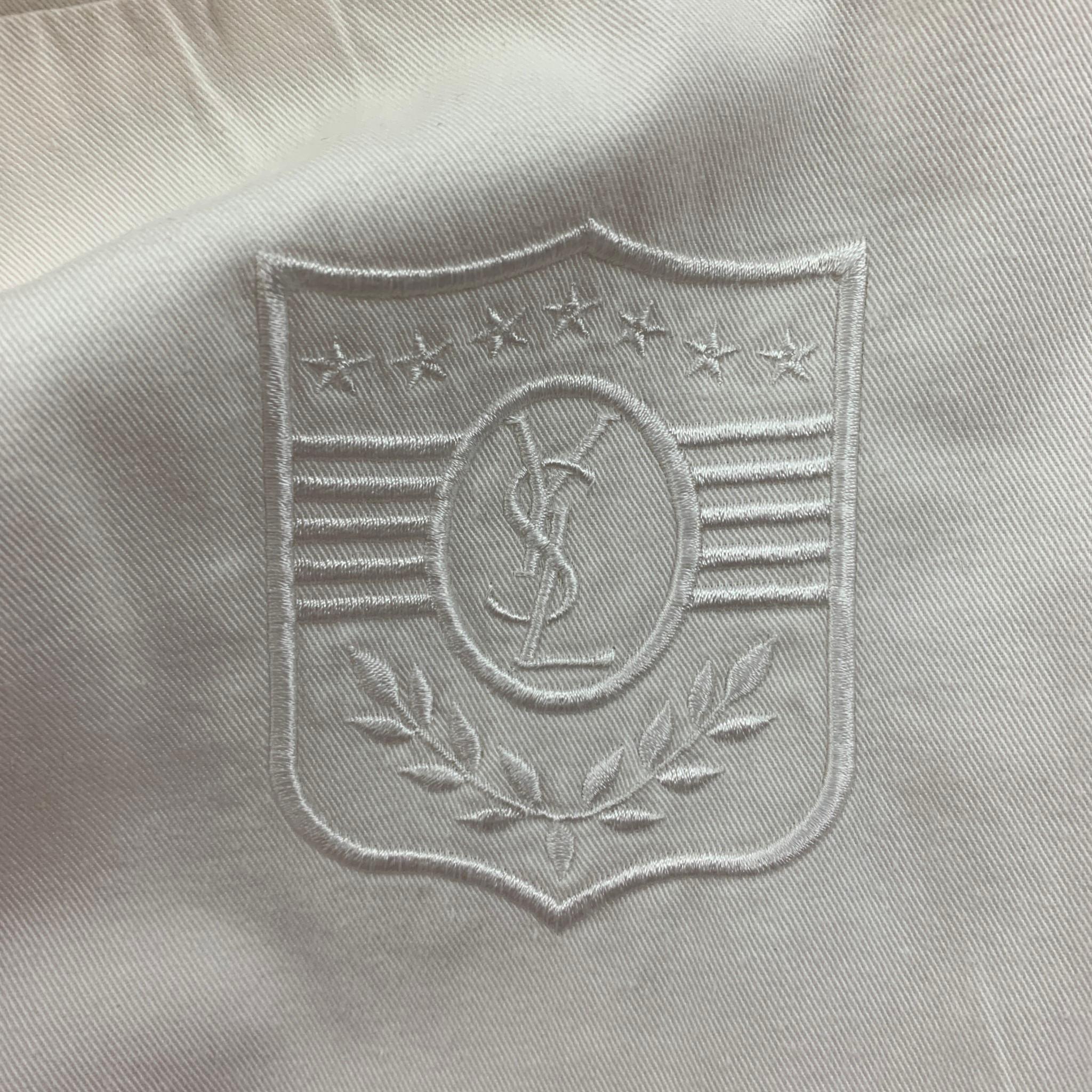 Vintage YVES SAINT LAURENT Size M White Cotton Zip Up Jacket 1