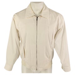 Vintage YVES SAINT LAURENT Size M White Cotton Zip Up Jacket
