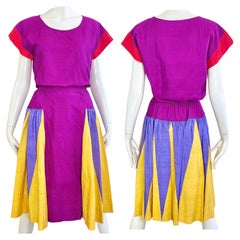 Vintage Yves Saint Laurent Spring 1978 Silk Wrap Skirt Blouse YSL 70s Dress Set