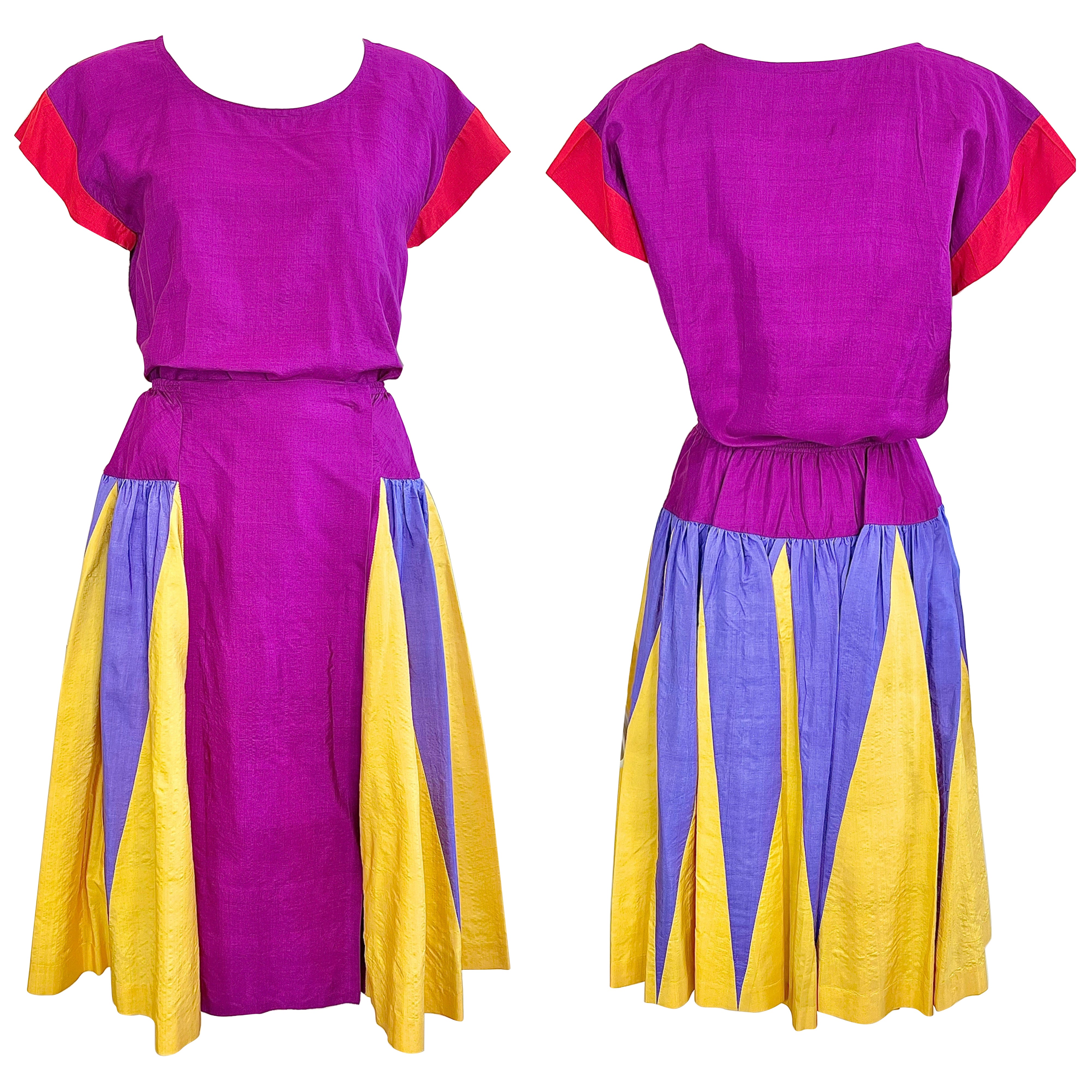 Vintage Yves Saint Laurent Spring 1978 Silk Wrap Skirt Blouse YSL 70s Dress Set