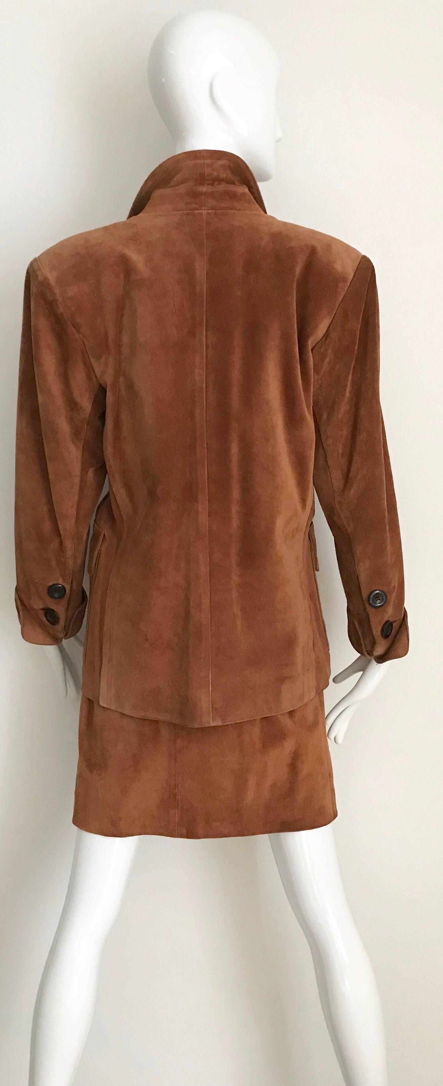 Vintage Yves Saint Laurent Suede Jacket and Skirt Set In Good Condition In Beverly Hills, CA