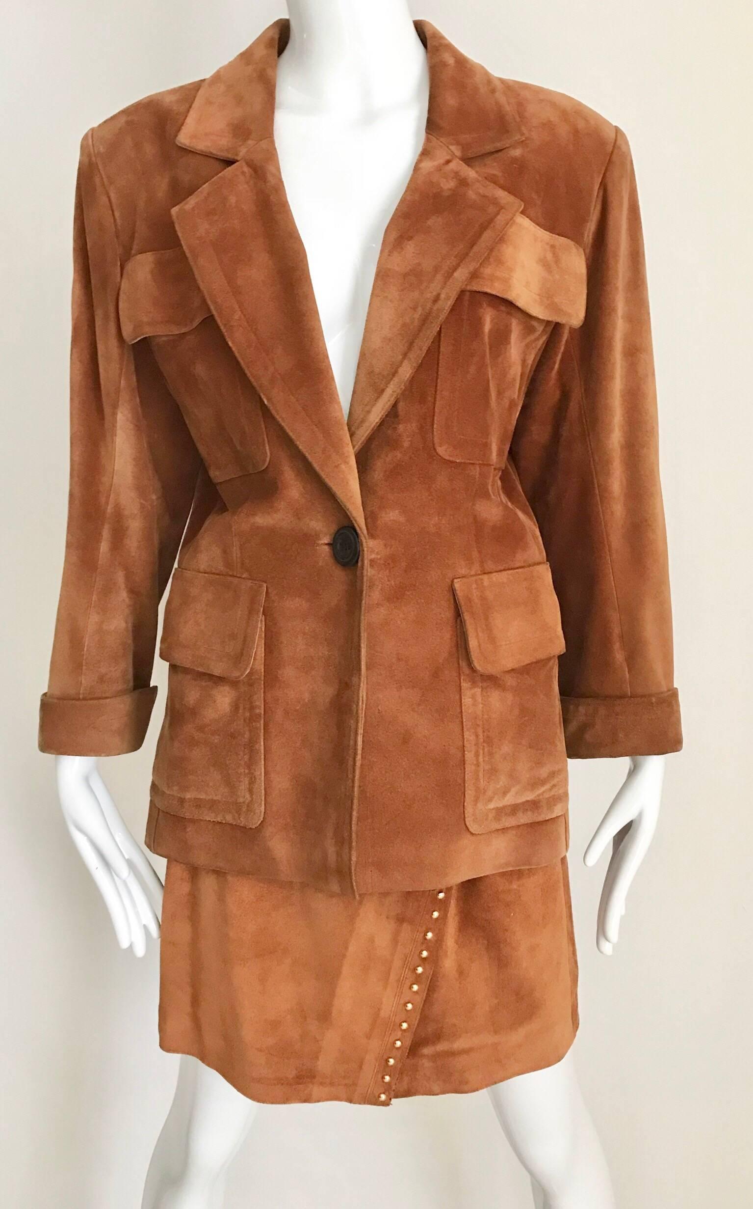 Women's Vintage Yves Saint Laurent Suede Jacket and Skirt Set