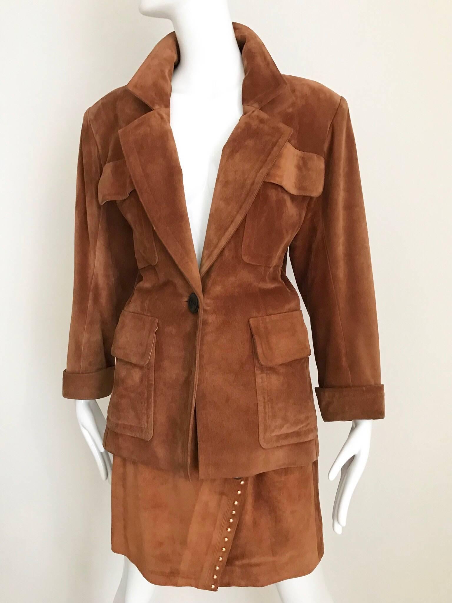 Vintage Yves Saint Laurent Suede Jacket and Skirt Set 1