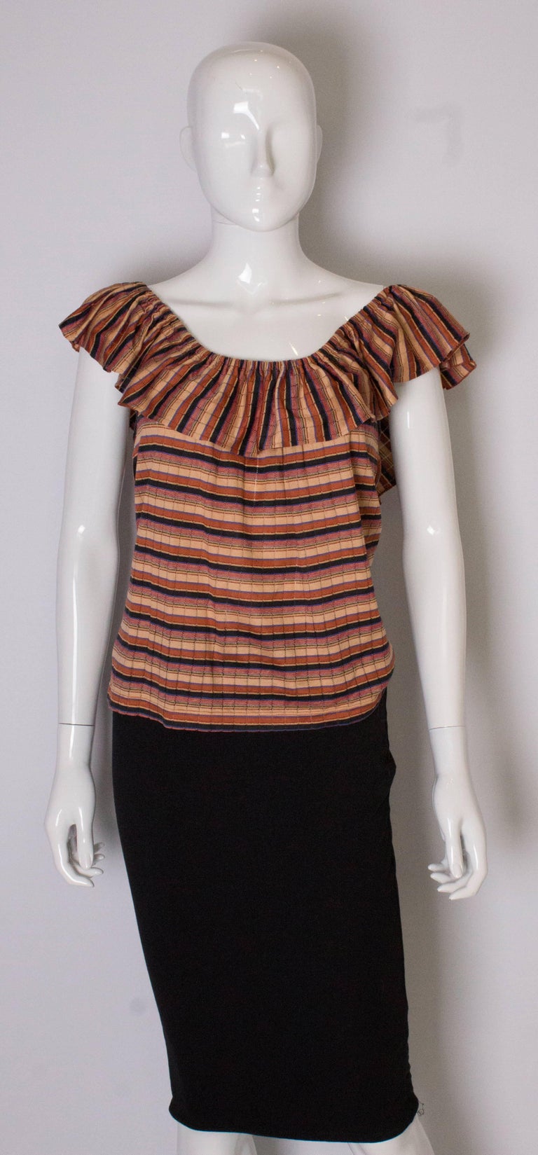 A Vintage 1970s striped off shoulder summer top by Yves Saint Laurent ...