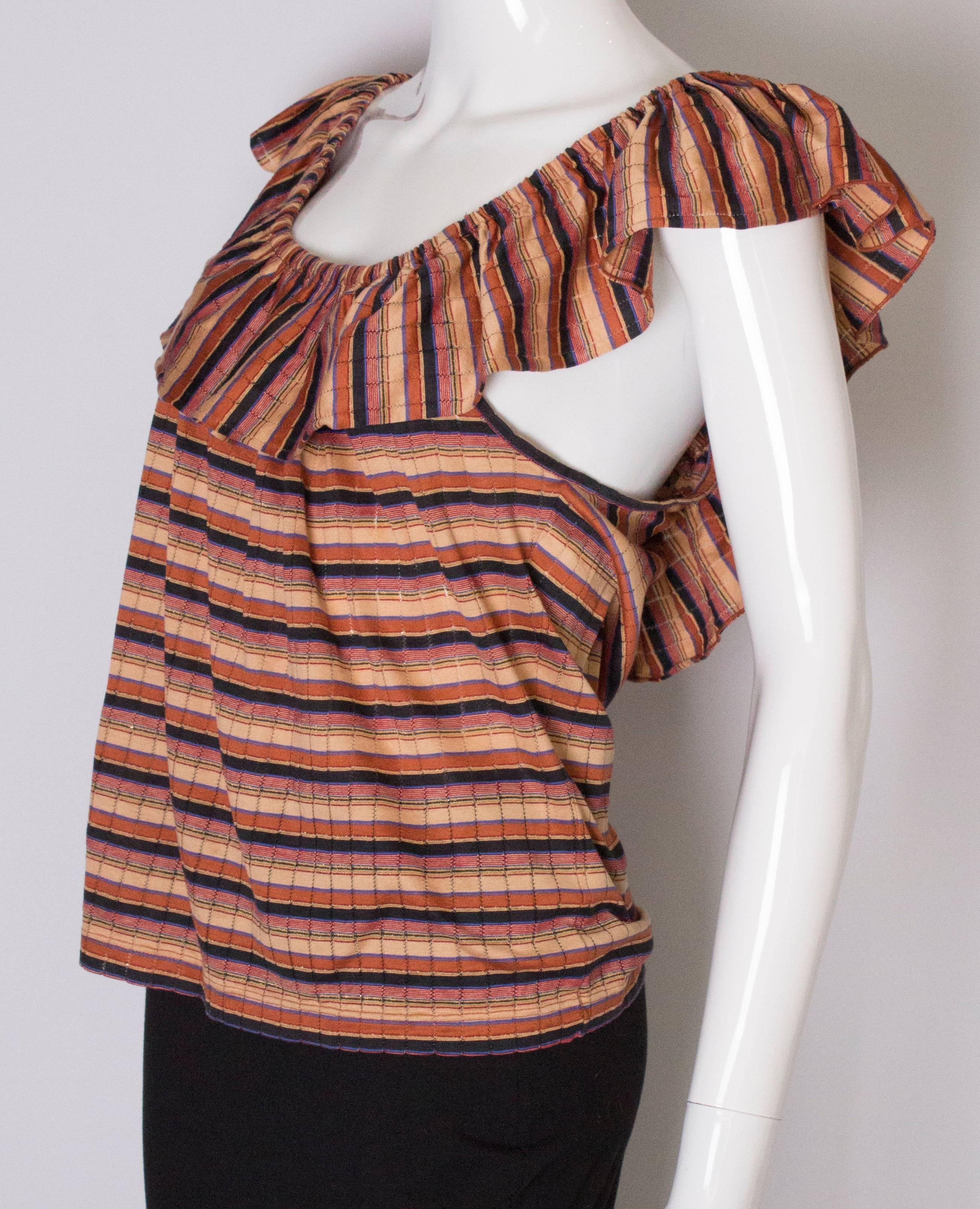 A Vintage 1970s striped off shoulder summer top by Yves Saint Laurent  In Good Condition In London, GB
