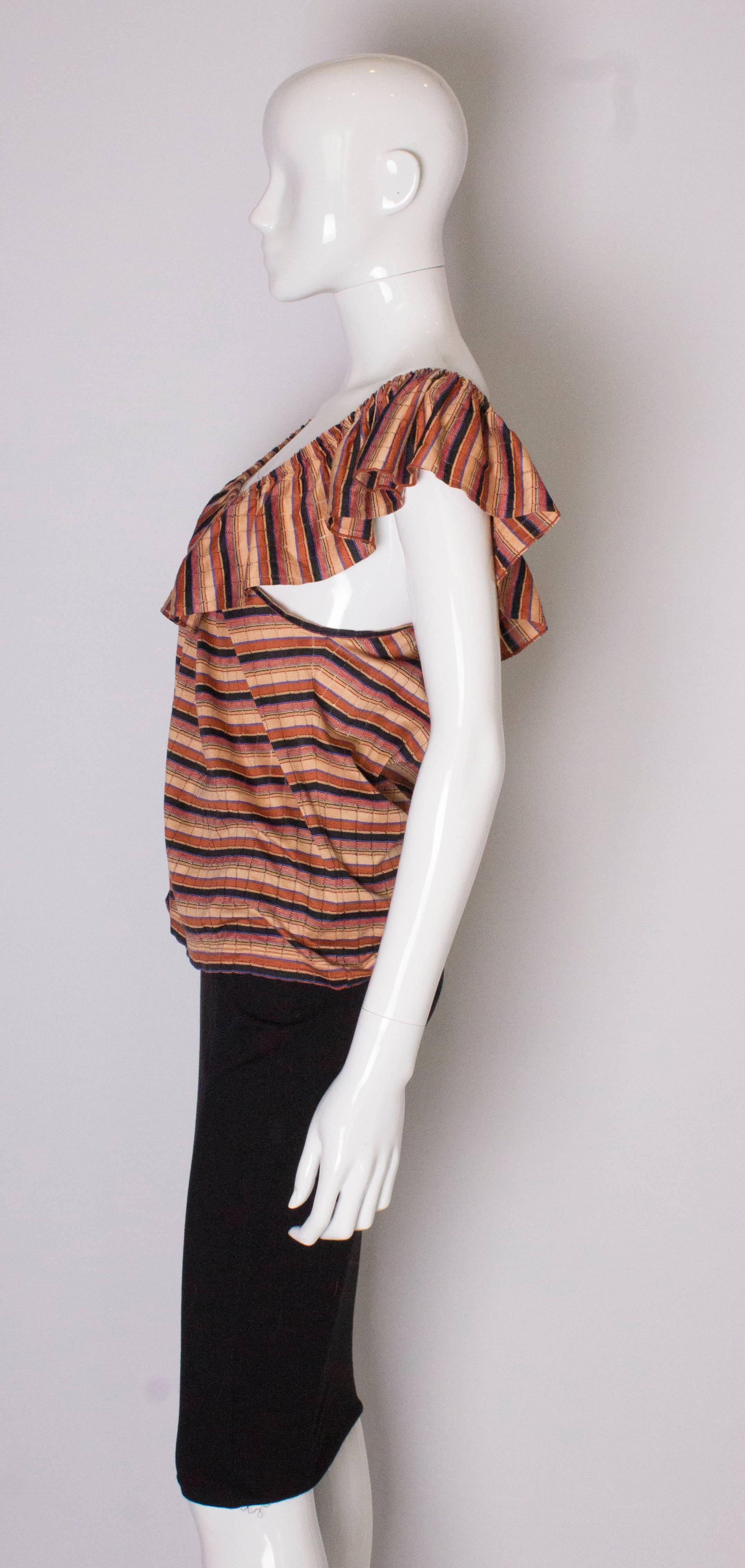 Women's  A Vintage 1970s striped off shoulder summer top by Yves Saint Laurent 
