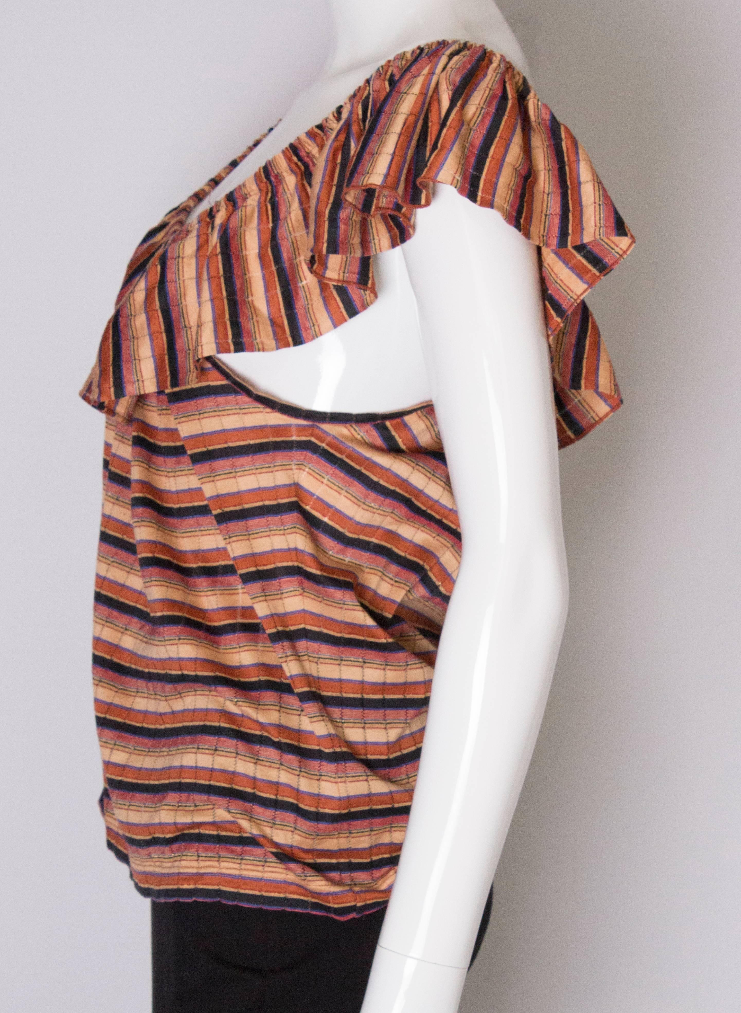  A Vintage 1970s striped off shoulder summer top by Yves Saint Laurent  1