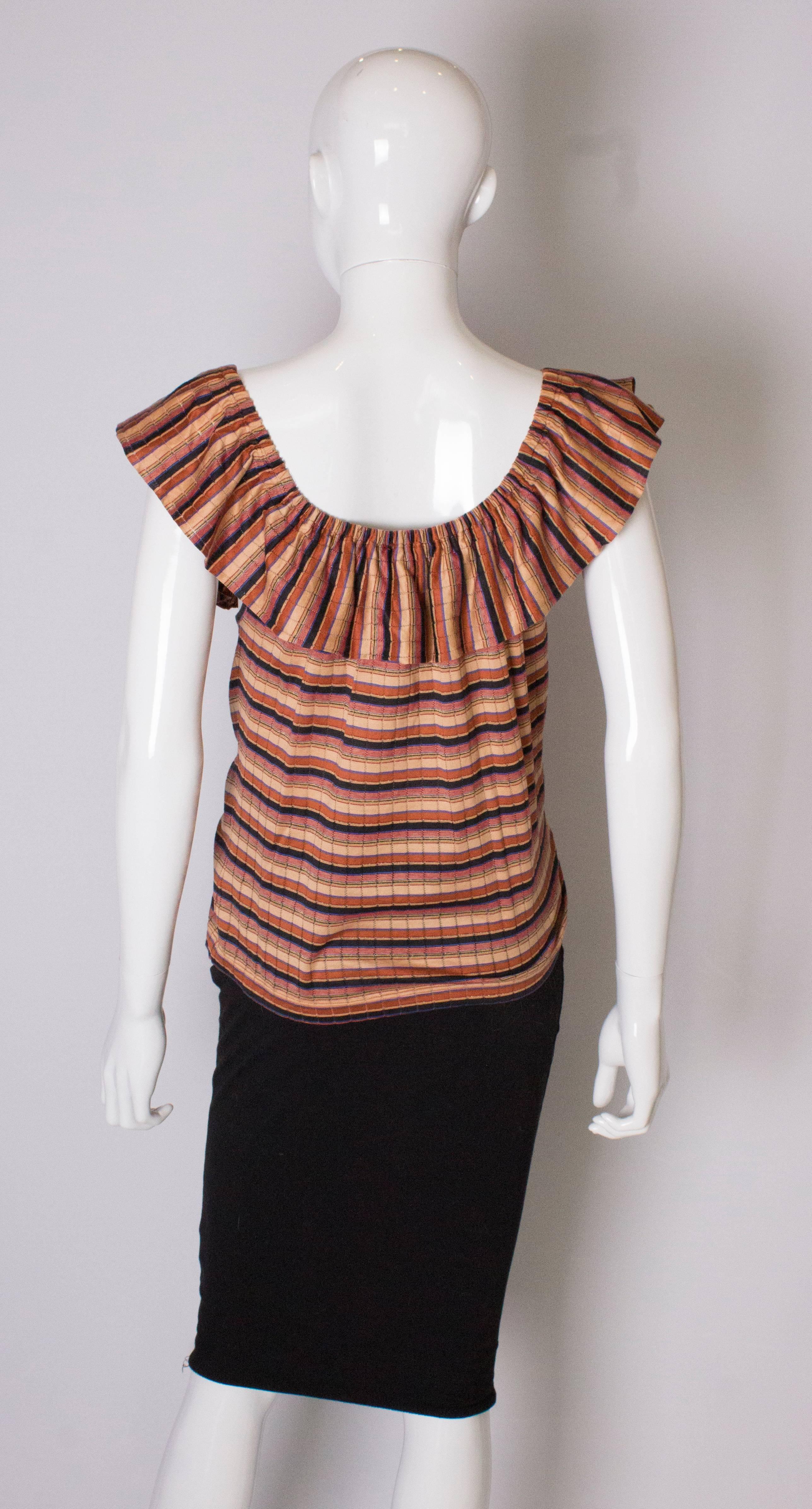  A Vintage 1970s striped off shoulder summer top by Yves Saint Laurent  2