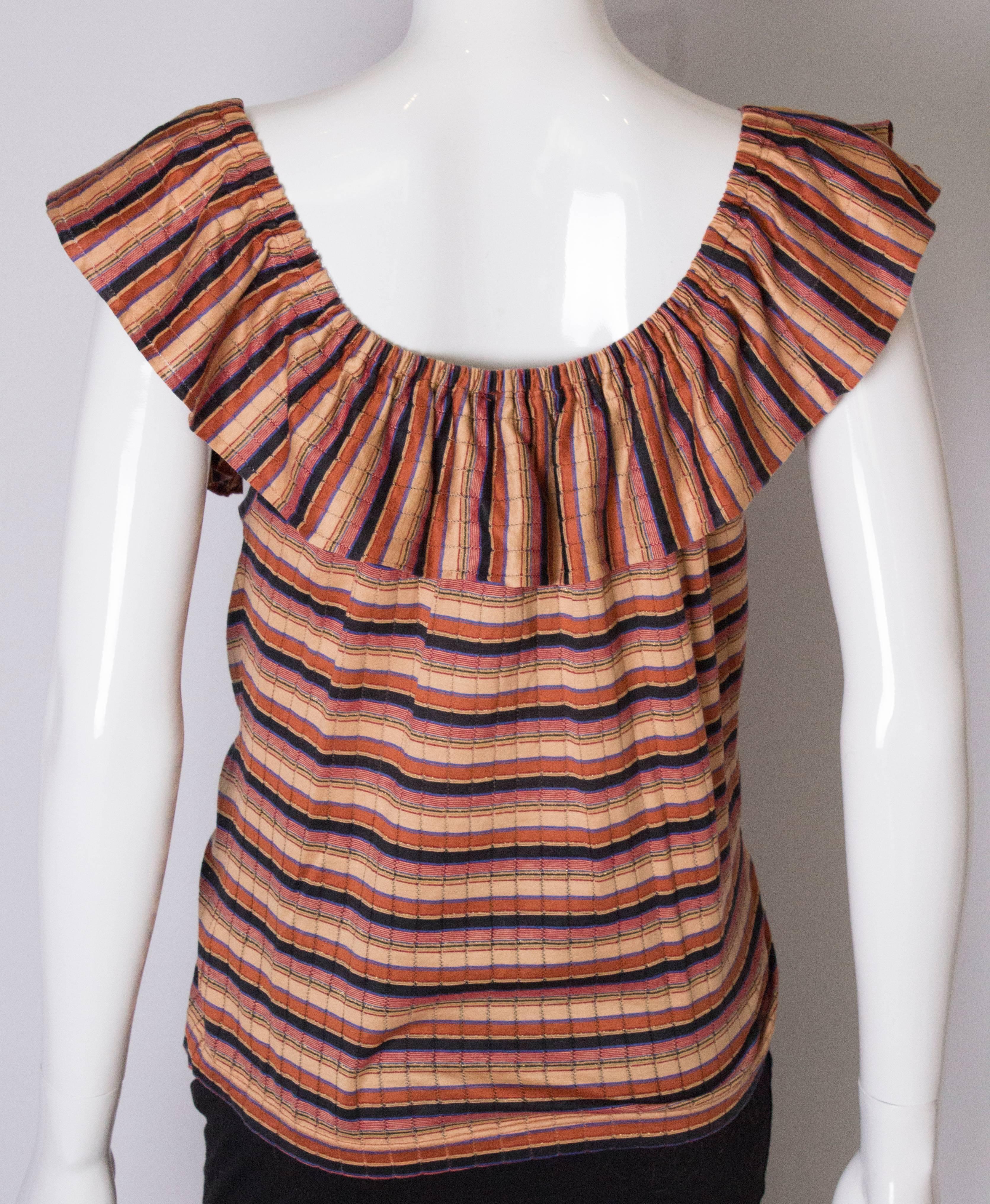  A Vintage 1970s striped off shoulder summer top by Yves Saint Laurent  3