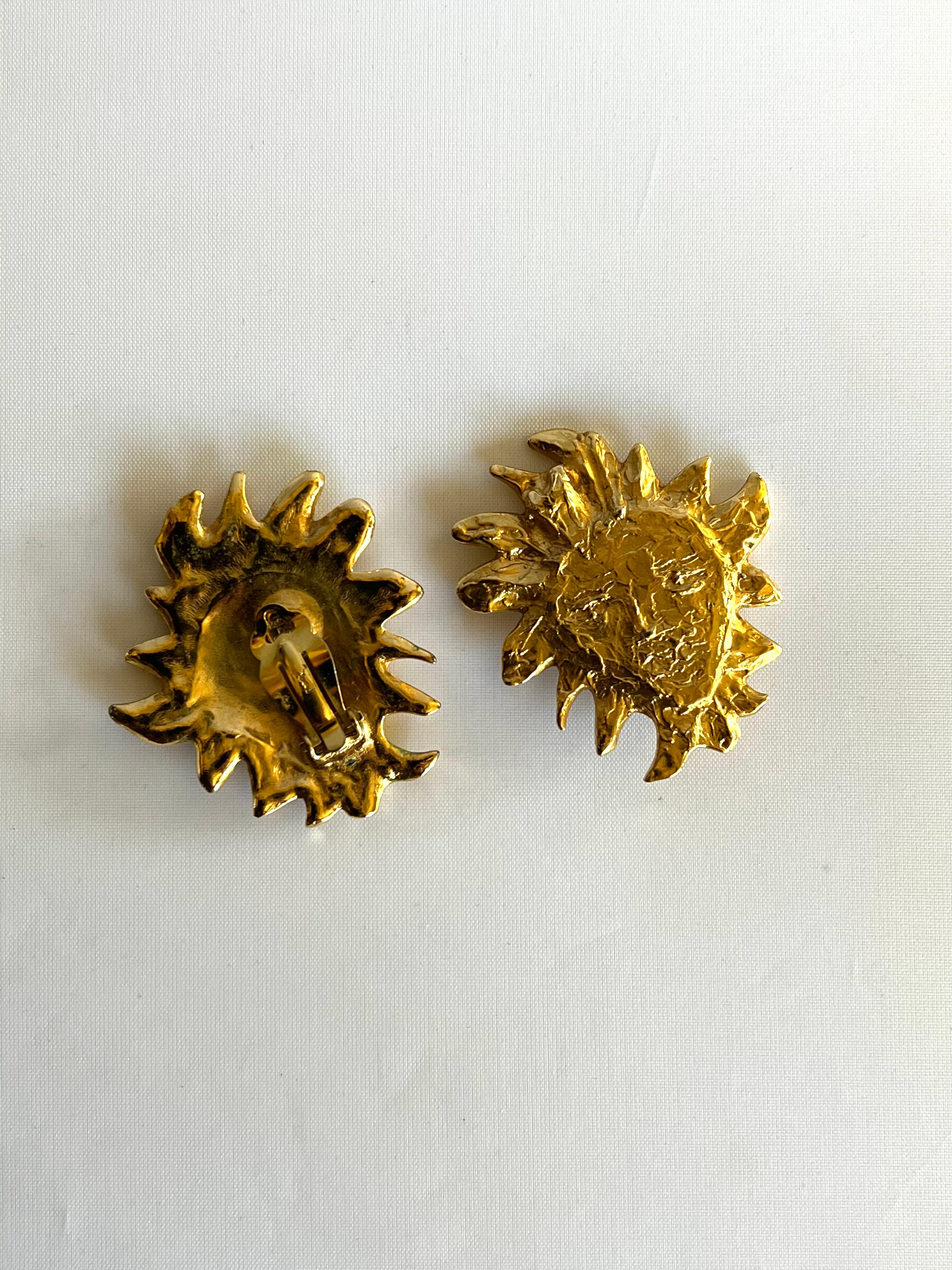 Vintage Yves Saint Laurent Sun Earrings  In Excellent Condition For Sale In Palm Springs, CA