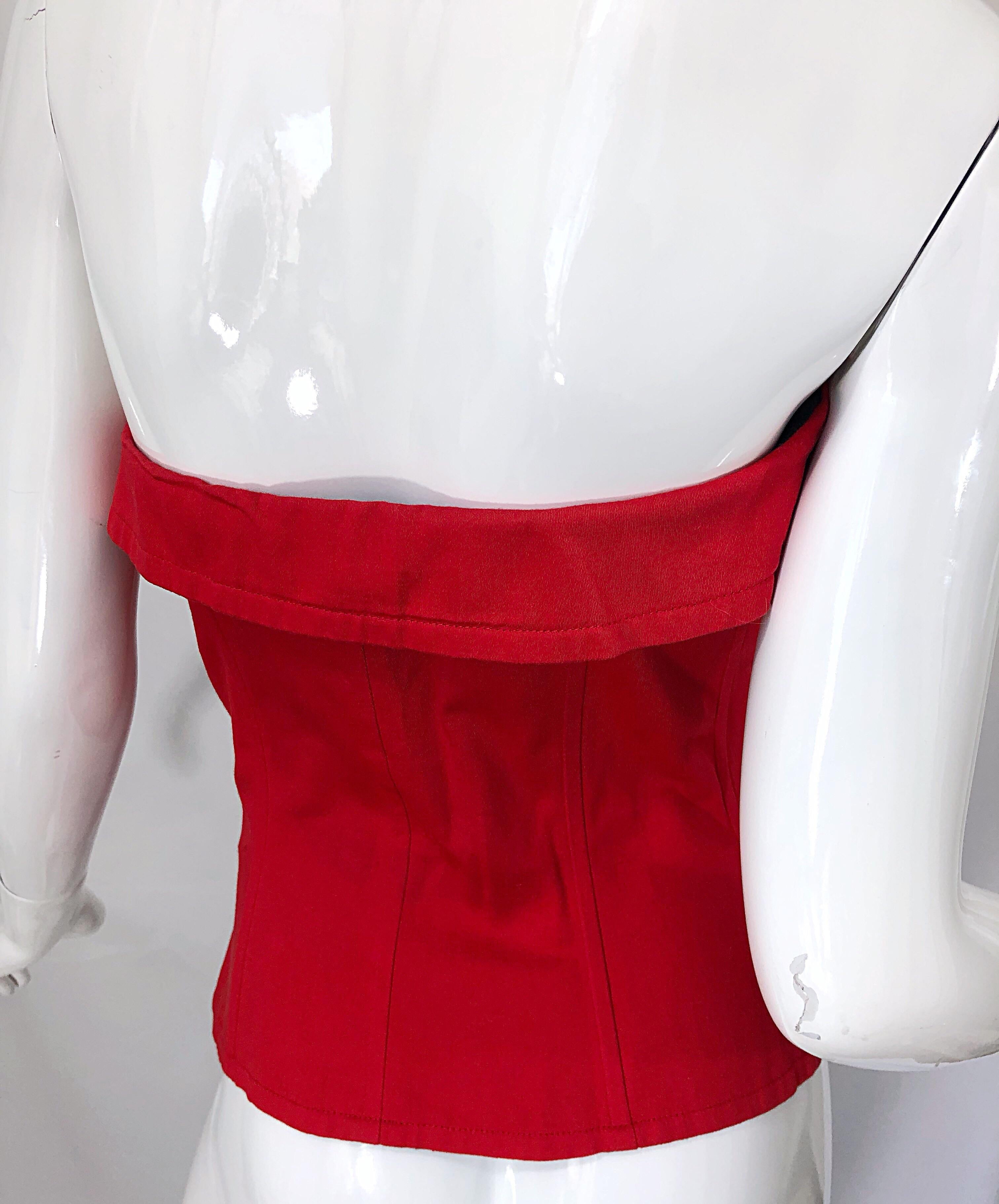 Yves Saint Laurent - Bustier corset sans bretelles rouge lipstick, vintage, taille 40/8 en vente 6
