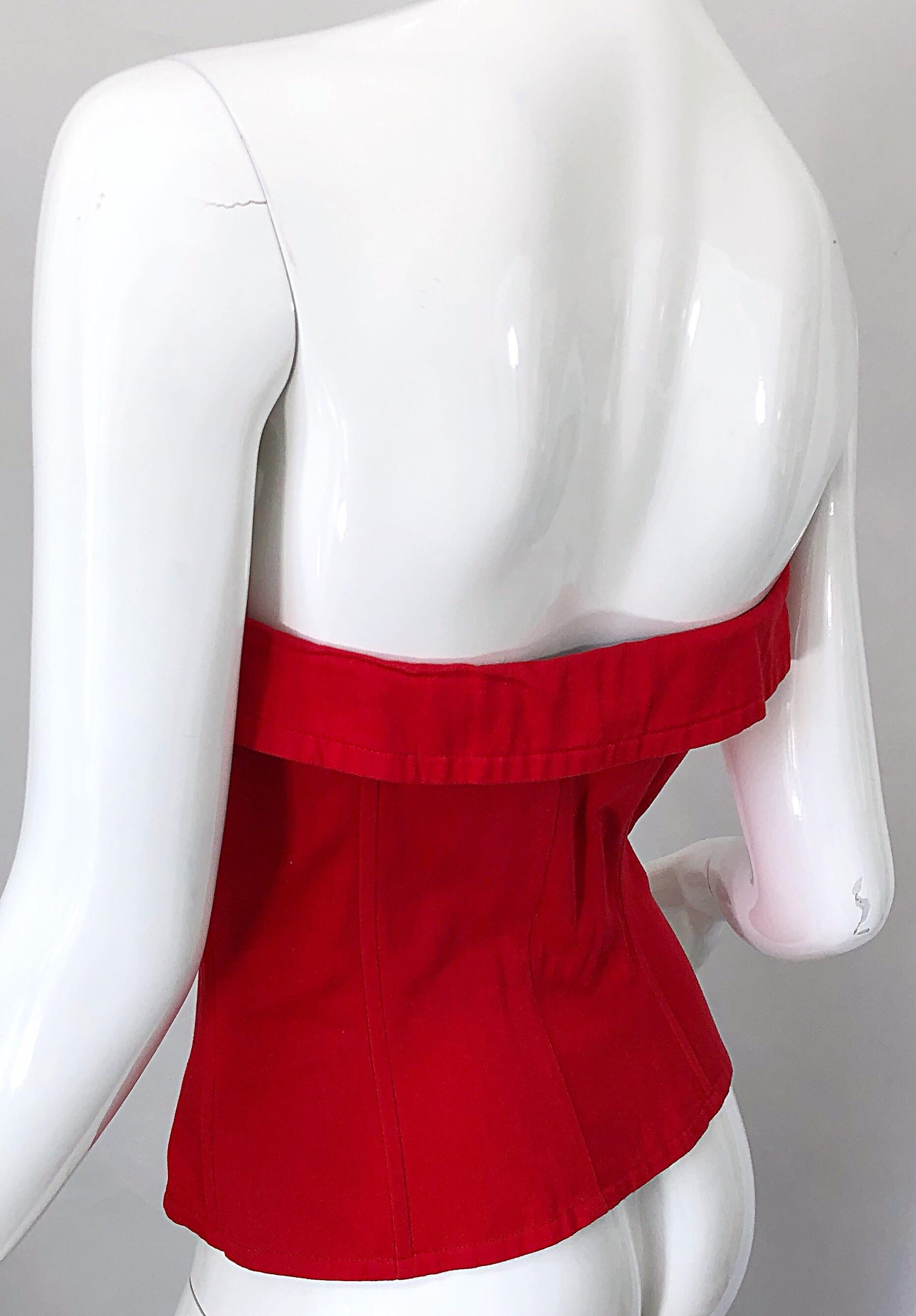 Yves Saint Laurent - Bustier corset sans bretelles rouge lipstick, vintage, taille 40/8 en vente 2