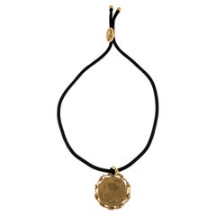 Vintage Yves Saint Laurent Thistle Medallion Pendant Necklace, 1980s