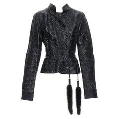 vintage YVES SAINT LAURENT TOM FORD 2004 black leather oriental belt jacket S