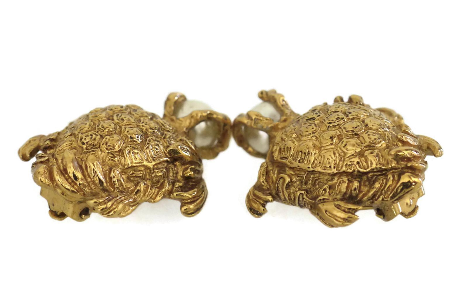 Women's Vintage YVES SAINT LAURENT Turtle Pearl Earrings For Sale