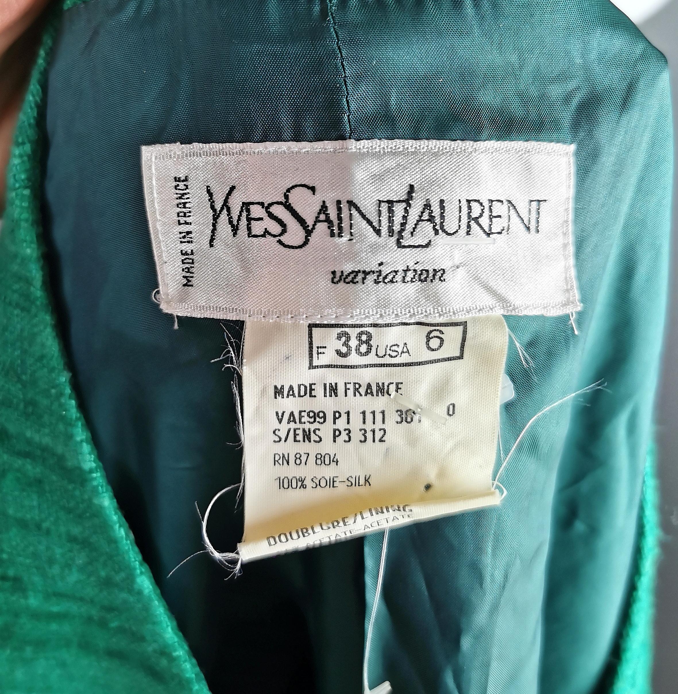 Vintage Yves Saint Laurent Variation Slub Silk skirt suit, 80s, NWT 2