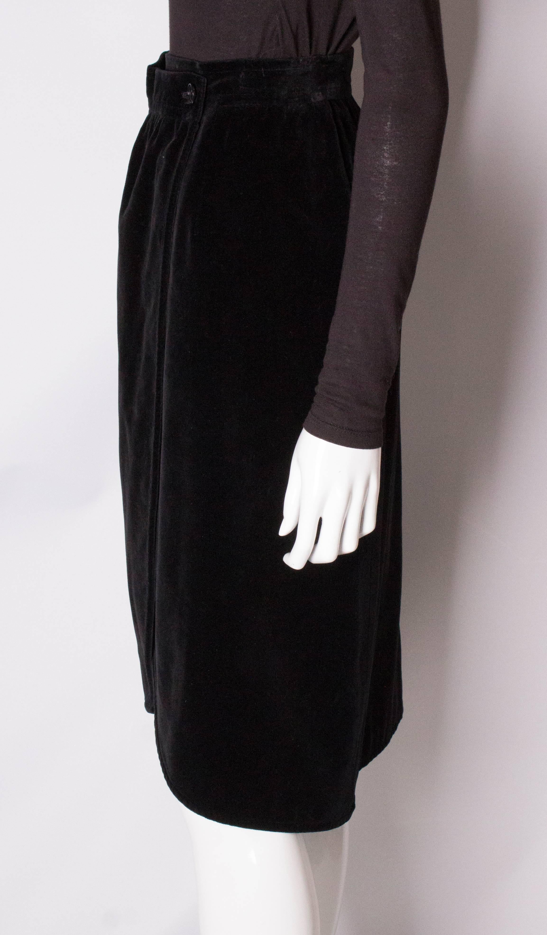 Black  Vintage Yves Saint Laurent Velvet Skirt For Sale