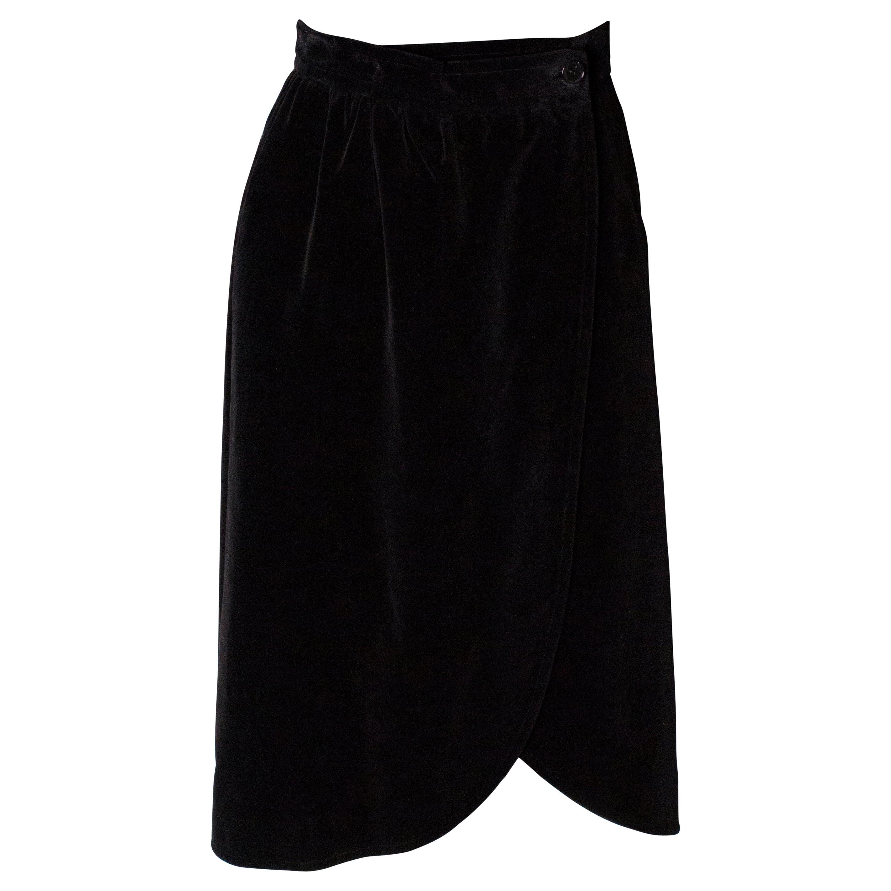  Vintage Yves Saint Laurent Velvet Skirt For Sale