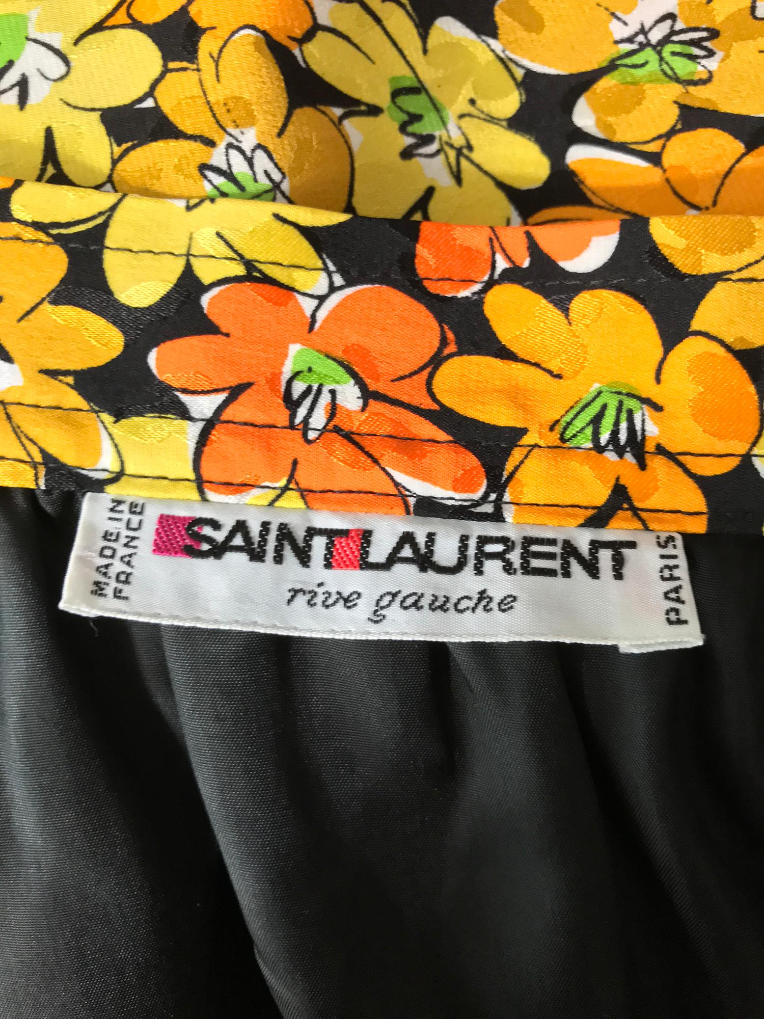 Vintage Yves Saint Laurent Vibrant Floral Silk Print Wrap Skirt  3