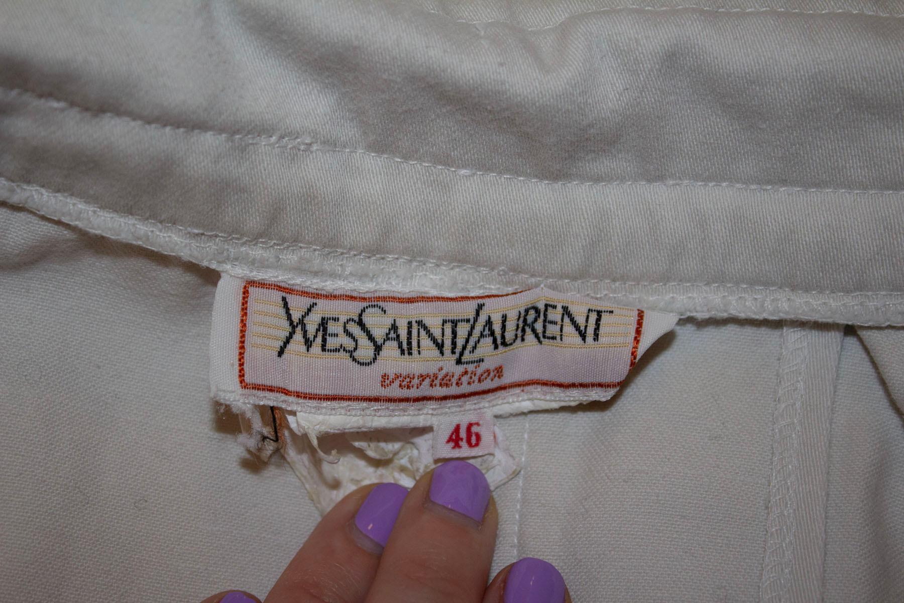 Vintage Yves Saint Laurent Weißer Baumwollrock aus Baumwolle Damen im Angebot