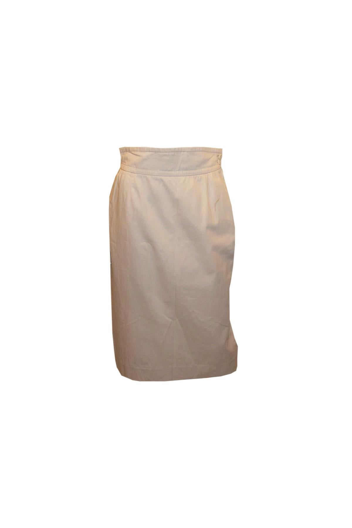 Vintage Yves Saint Laurent White Cotton Skirt For Sale 1