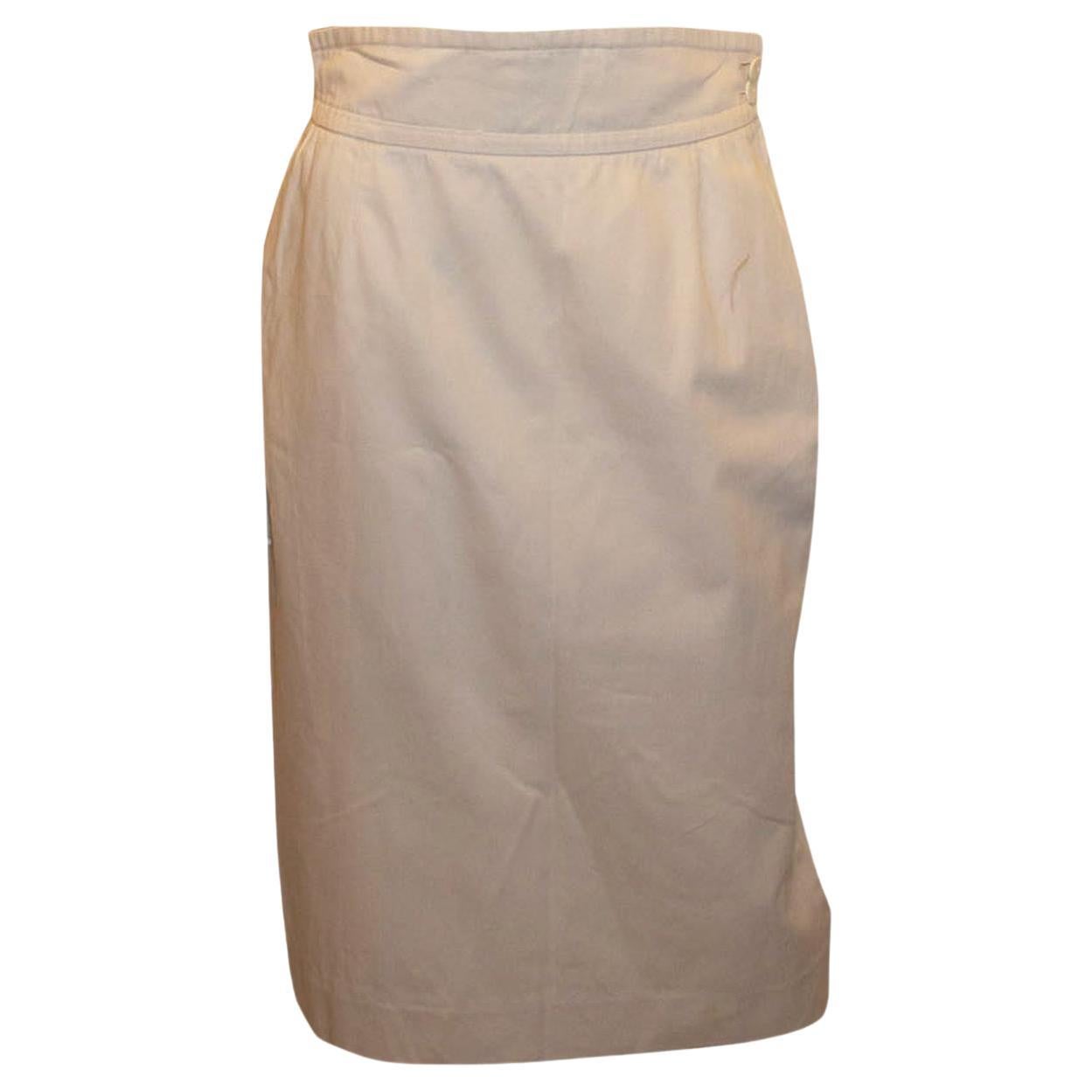 Vintage Yves Saint Laurent White Cotton Skirt For Sale
