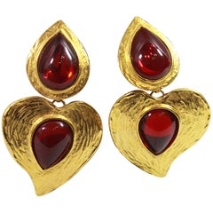 Vintage Yves Saint Laurent XL Vintage Gold Plated  Earrings