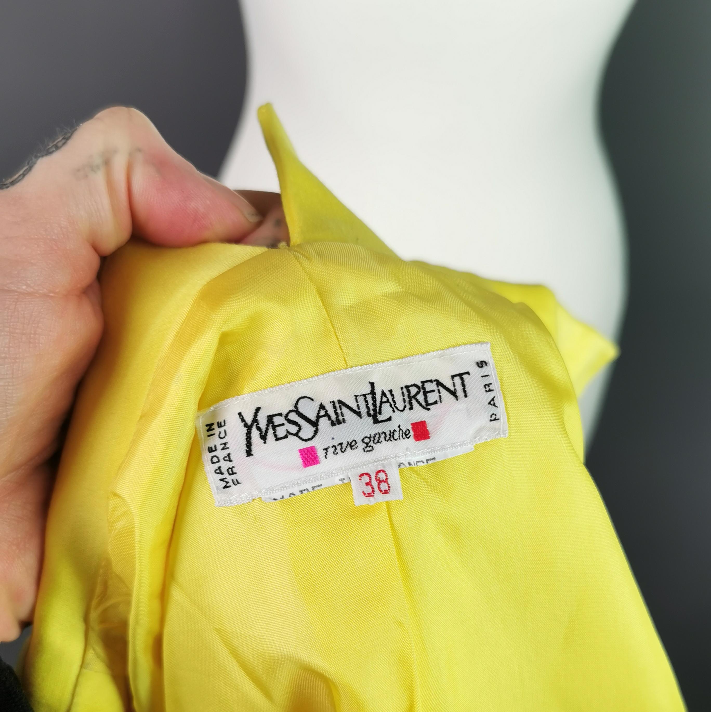 Vintage Yves Saint Laurent yellow blazer, Peplum waist, 1980s  For Sale 5