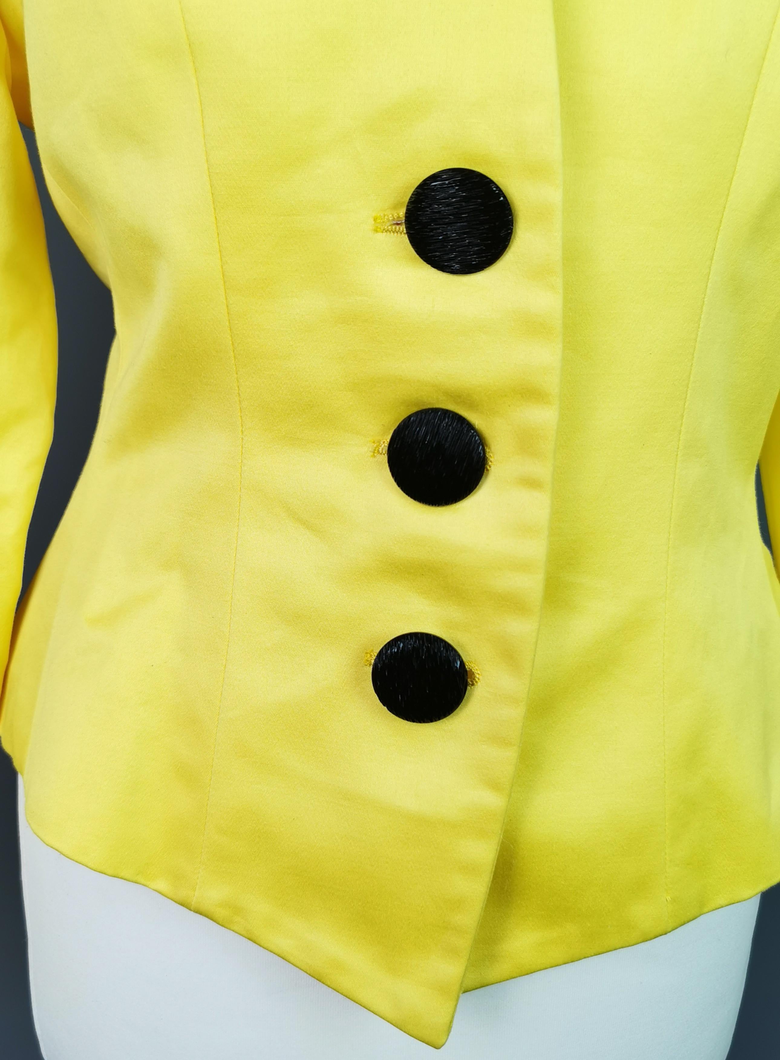 Vintage Yves Saint Laurent yellow blazer, Peplum waist, 1980s  For Sale 6