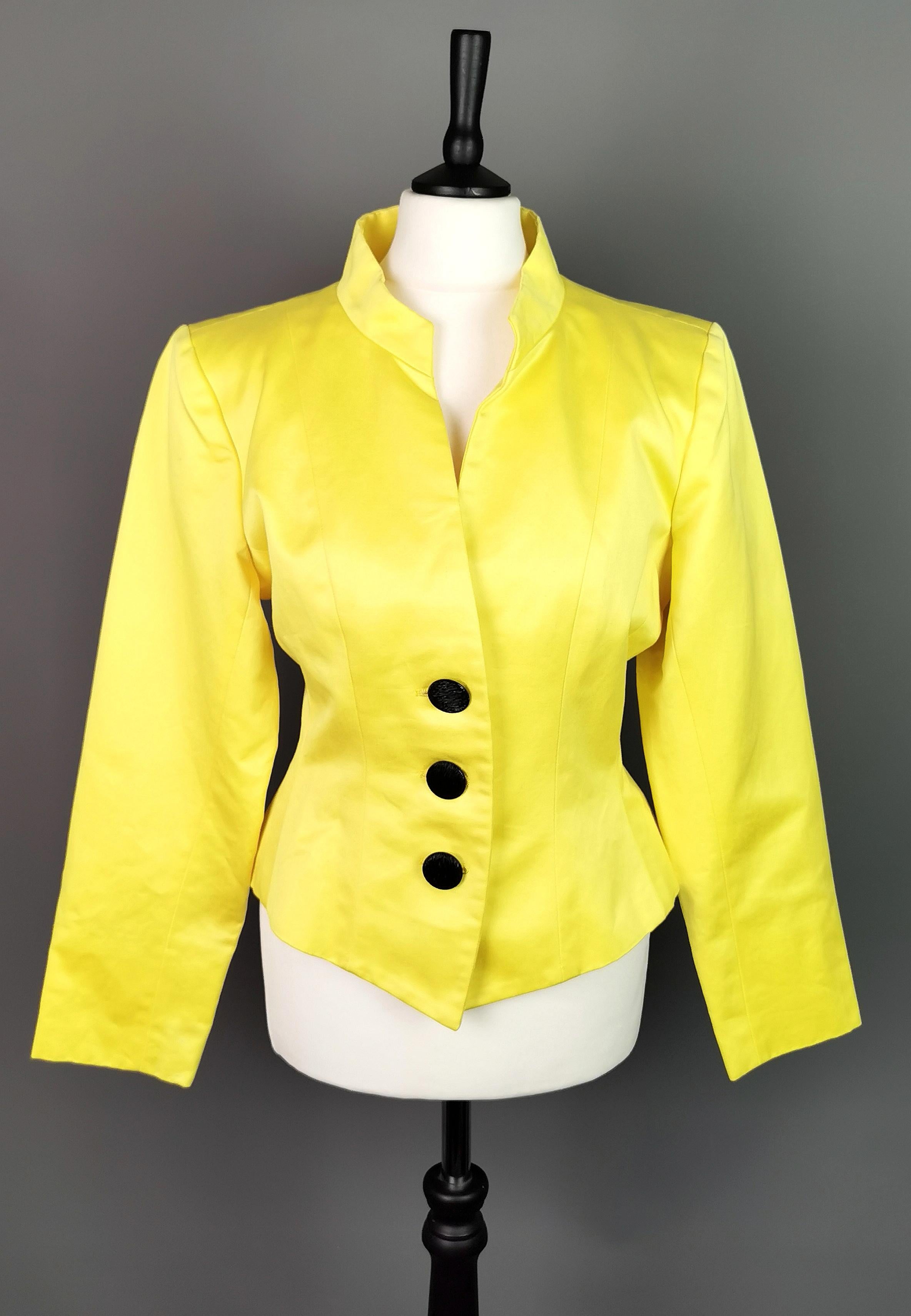 Vintage Yves Saint Laurent yellow blazer, Peplum waist, 1980s  For Sale 7