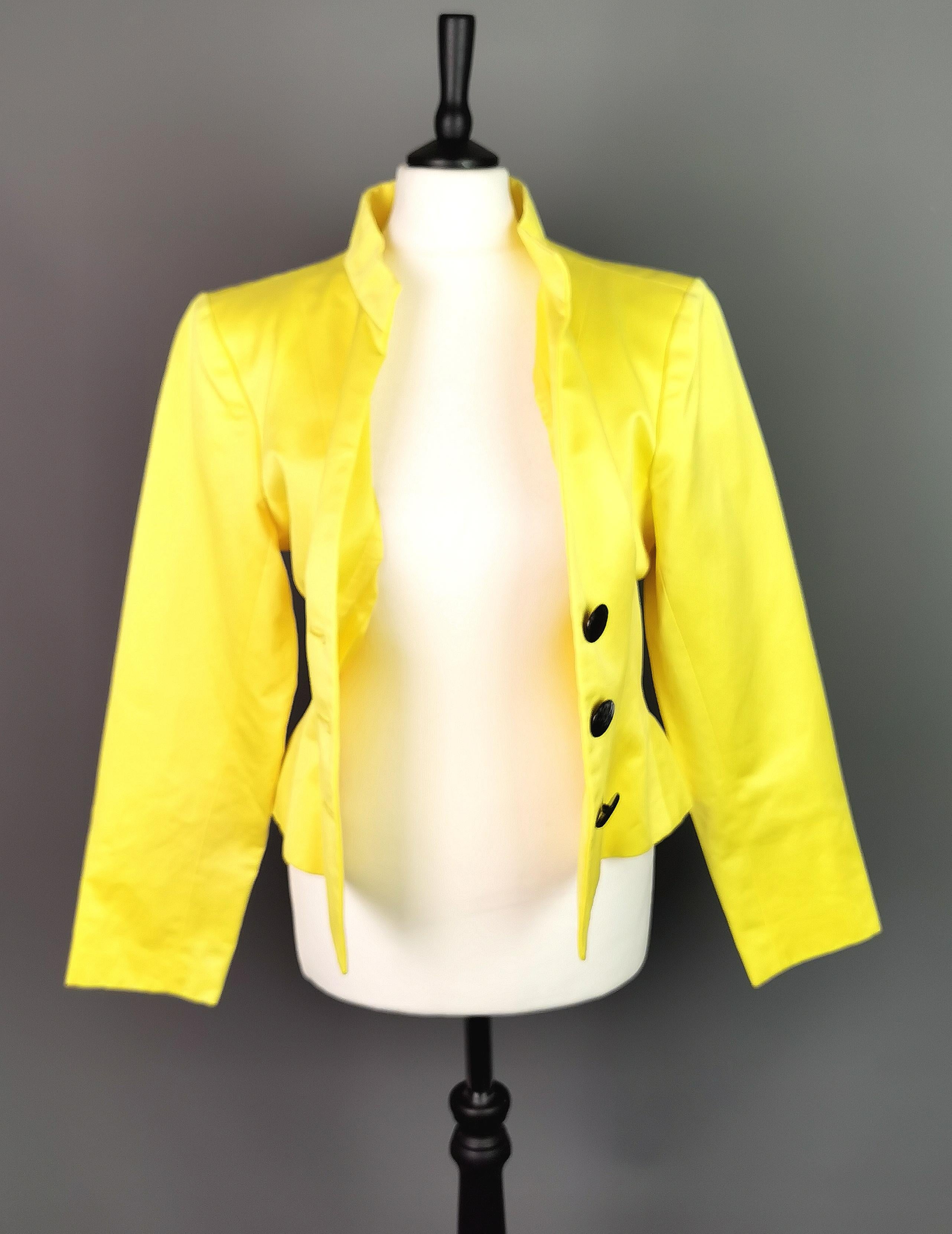 Vintage Yves Saint Laurent yellow blazer, Peplum waist, 1980s  For Sale 8