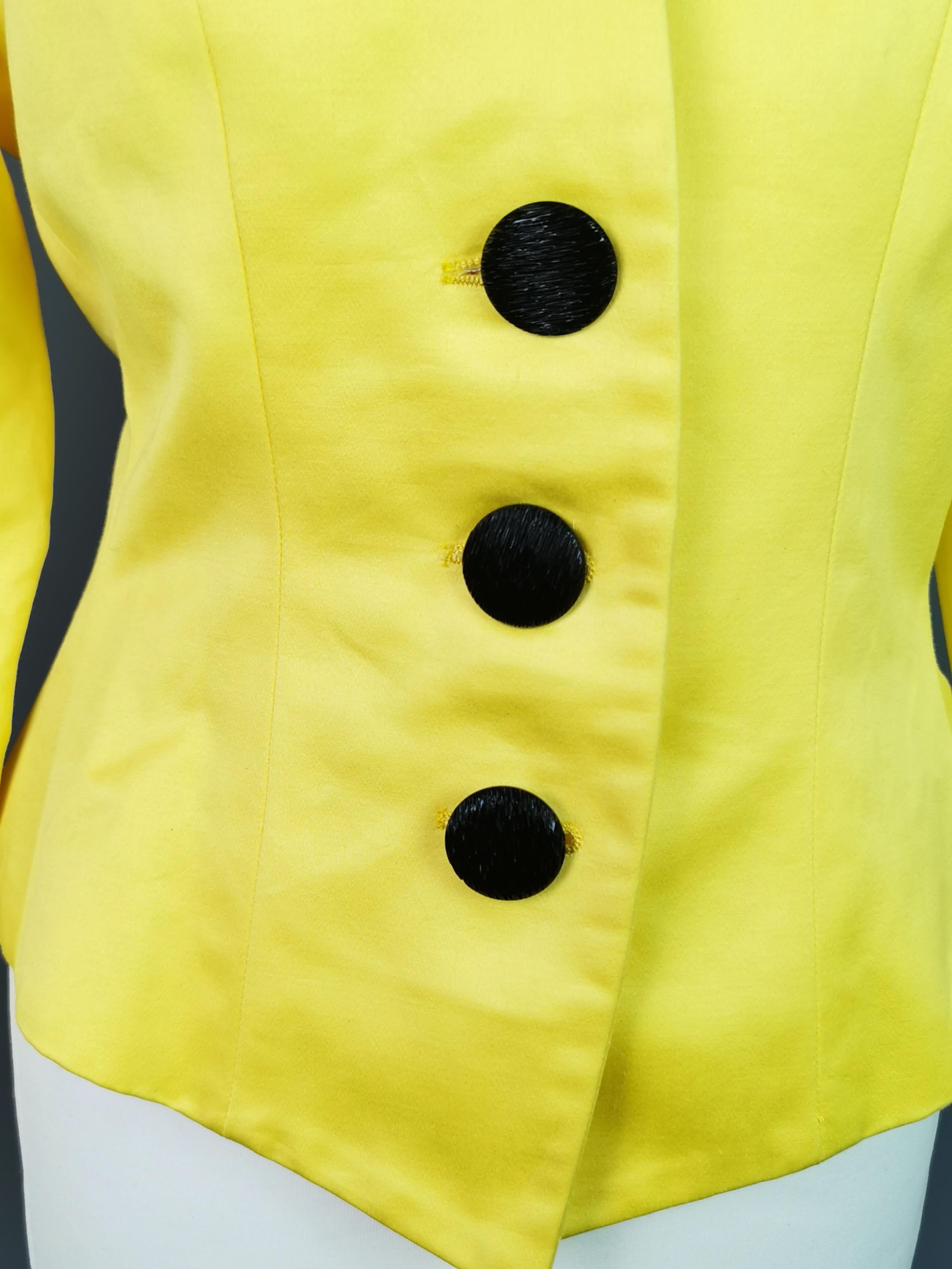 Vintage Yves Saint Laurent yellow blazer, Peplum waist, 1980s  For Sale 2