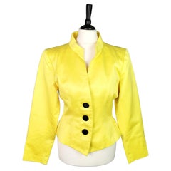 Vintage Yves Saint Laurent yellow blazer, Peplum waist, 1980s 